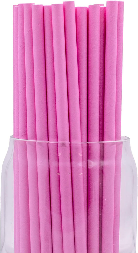 Pack of 300 Pastel Pink Biodegradable 4-Ply Paper Drinking Straws (Compostable, Non-toxic, BPA-free)