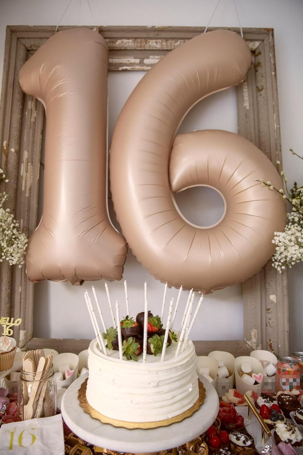 40 Inch Light Brown Mylar Foil Number 6 Birthday Balloon, Digital Balloons for 6 16 Boy Girl Party Decorations Supplies, Light Brown Big Helium Balloon Numbers for 26 36 46 60 Men Women Anniversary