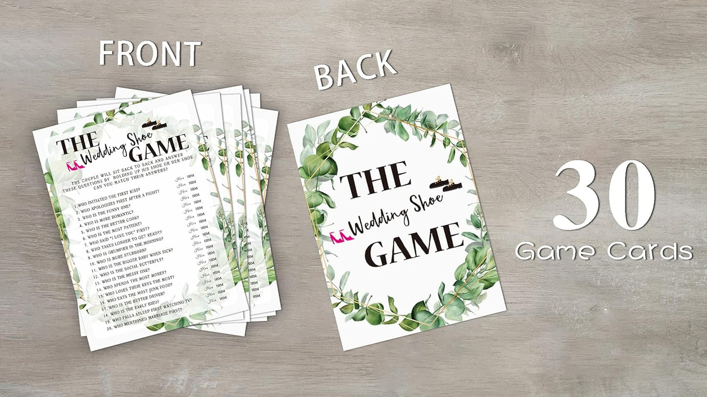 Bridal Shower Game Cards, Wedding Shoe Game, Tropical Jungle Theme Engagement Party Cards for Wedding, Set of 30 (Leaf004)