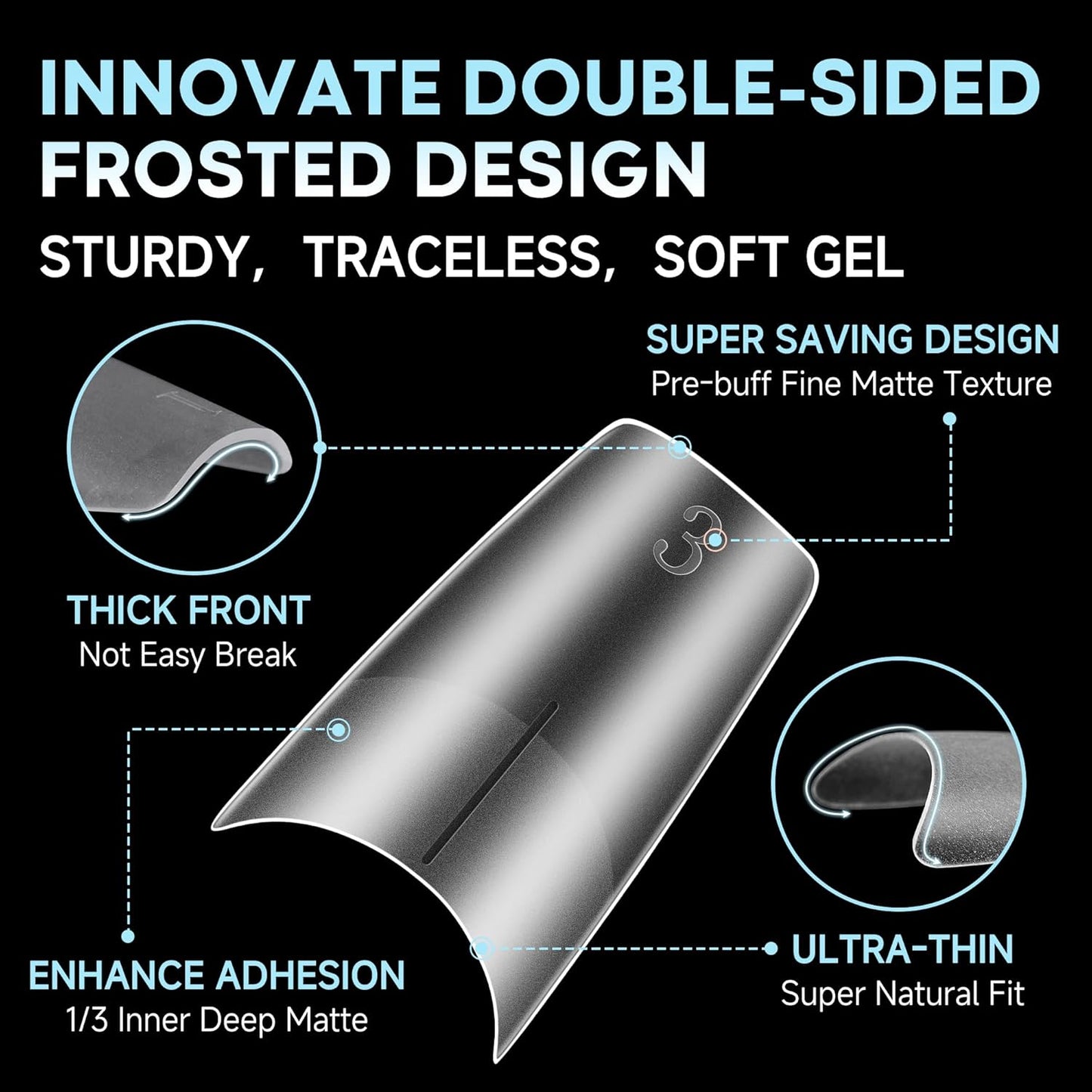 UNA GELLA Medium Coffin Fake Nails Full Matte Gel Nail Tips Coffin Half Cover 216pcs Clear Gel No C Curve Acrylic False Nail Tips 12 Sizes Easily DIY Salon Nail Extensions for Starter Pro