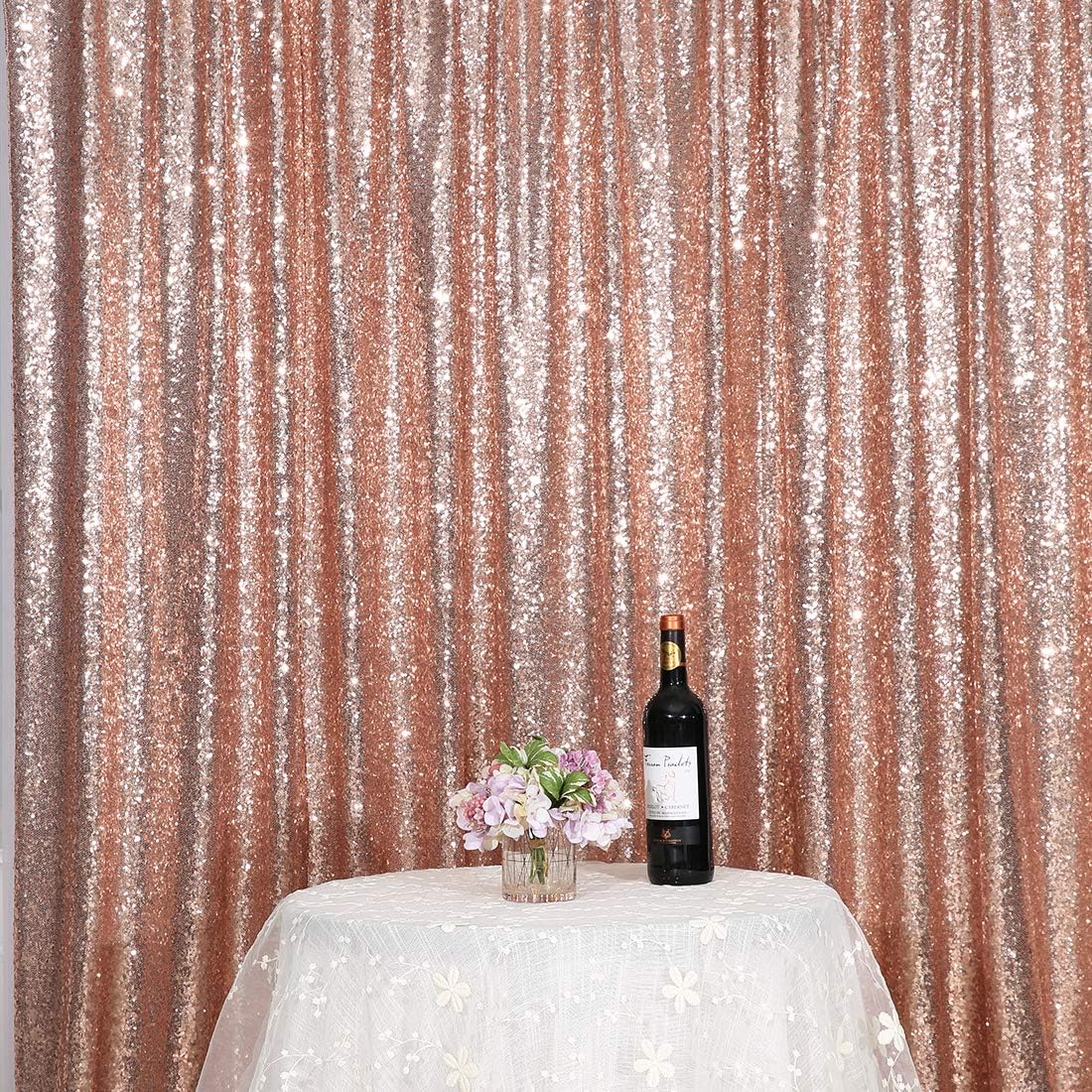 Poise3EHome 6FT x 8FT Sequin Photography Backdrop Curtain for Party Decoration, Rose Gold
