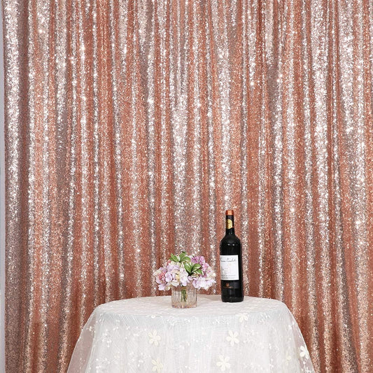 Poise3EHome 6FT x 8FT Sequin Photography Backdrop Curtain for Party Decoration, Rose Gold