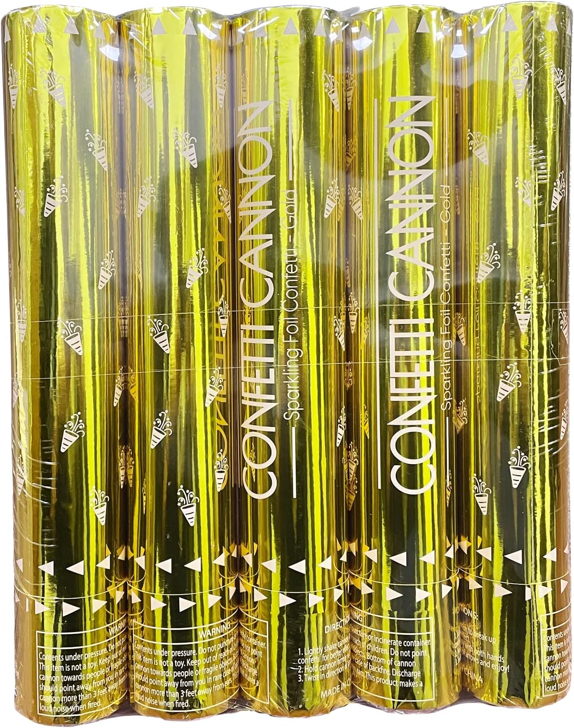5 Packs Confetti Cannons Gold, 12 Inch Confetti Cannons Party Poppers, Gold Confetti Poppers for Graduation Wedding Birthday Parties and New Year's Eve Celebration