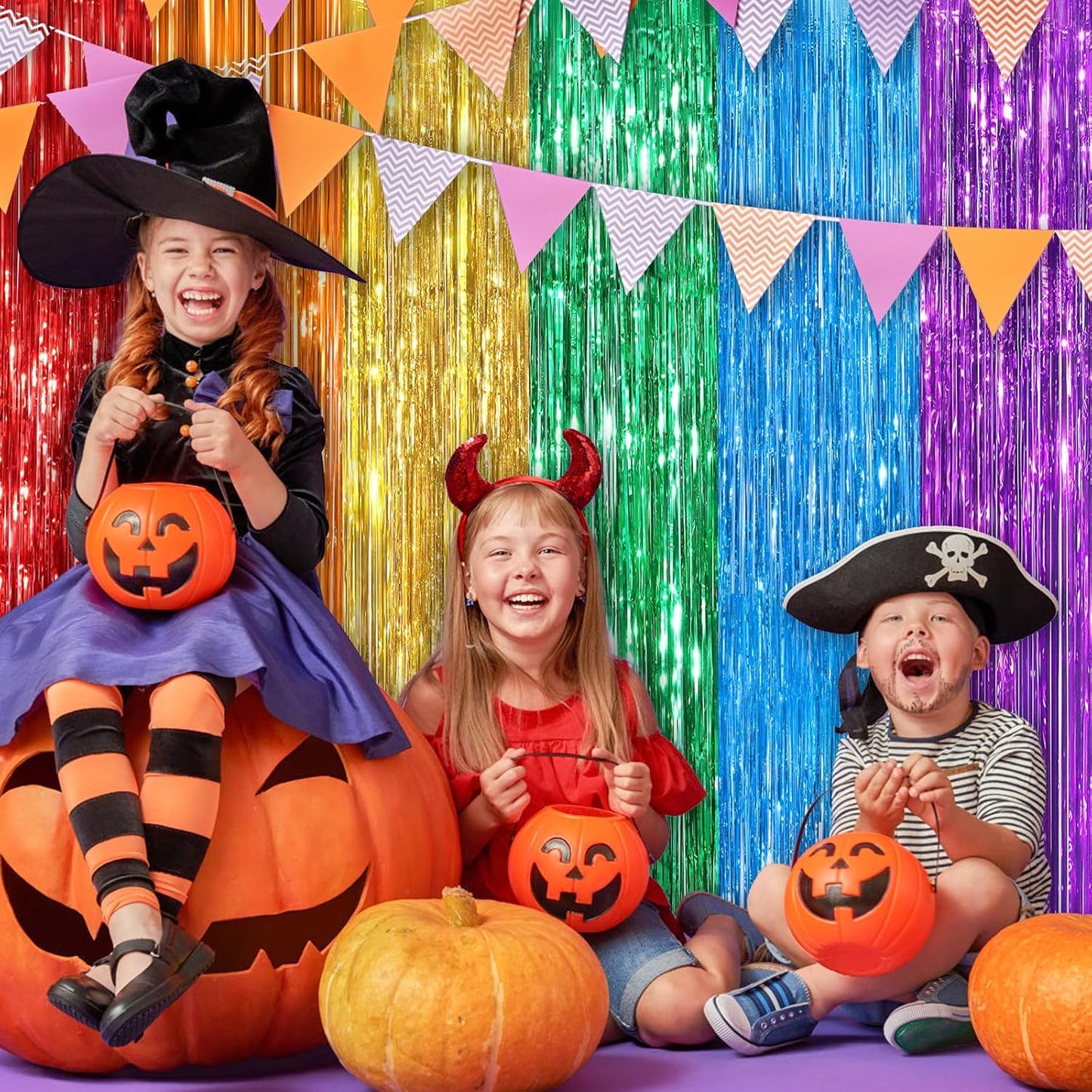 Rainbow Fringe Curtain Party Streamers 2Pack 3.3 x 8.3 Ft Foil Fringe Backdrop Curtains for Birthday Wedding Bridal Baby Shower Holiday Tinsel Streamers Rainbow Party Decorations Door Streamer