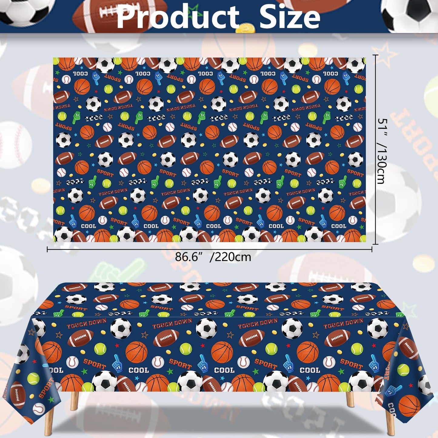 4 Pack Sports Party Decorations Sport Tablecloth Sport Theme Birthday Table Cloth Soccer Basketball
