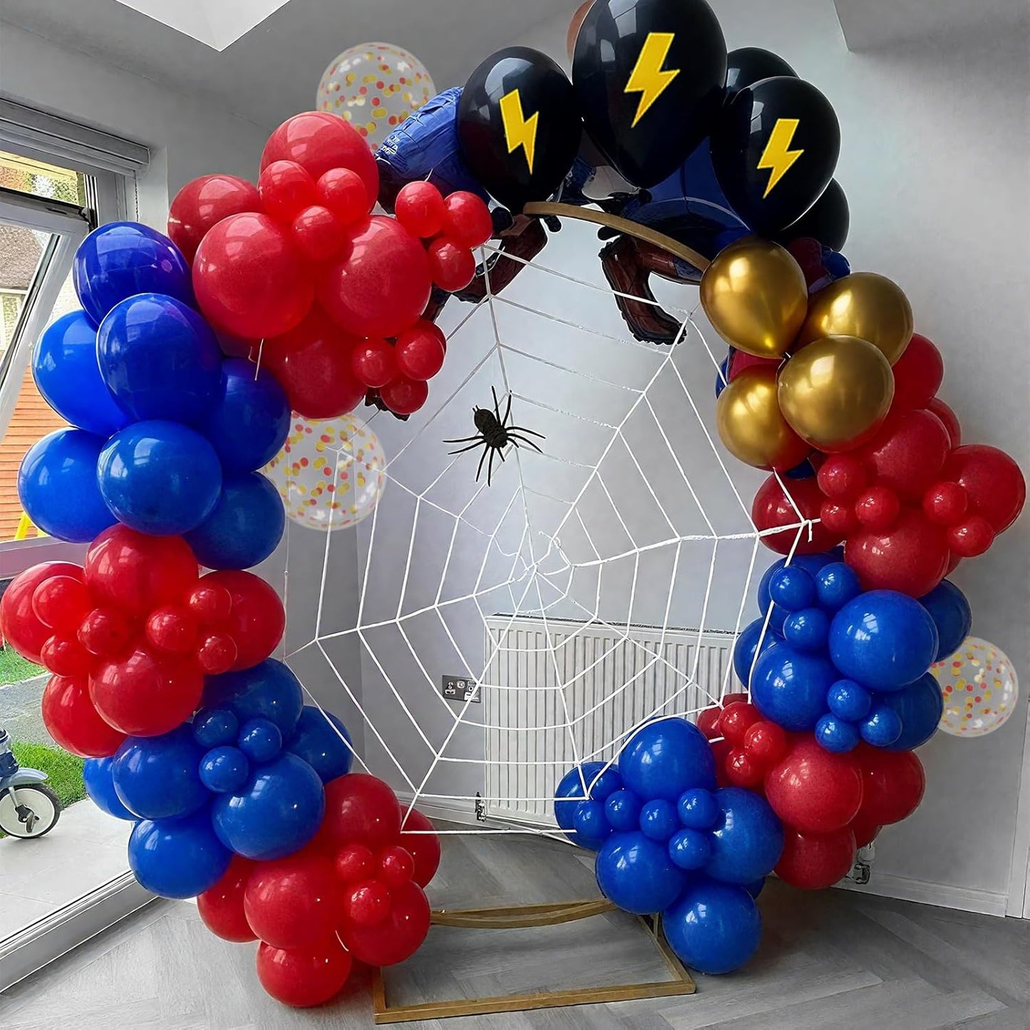 Red Blue Gold Balloons, 12 Inch Red Blue Black Helium Balloons with Confetti Balloon Carnival Circus Birthday Party for Boys Baby Shower Wedding Party Decoration Supplies