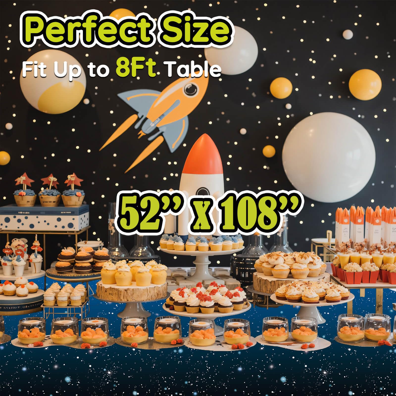 Vusnud Space Tablecloths, 3 Pack, Galaxy Star Plastic Covers, 52 x 108 in