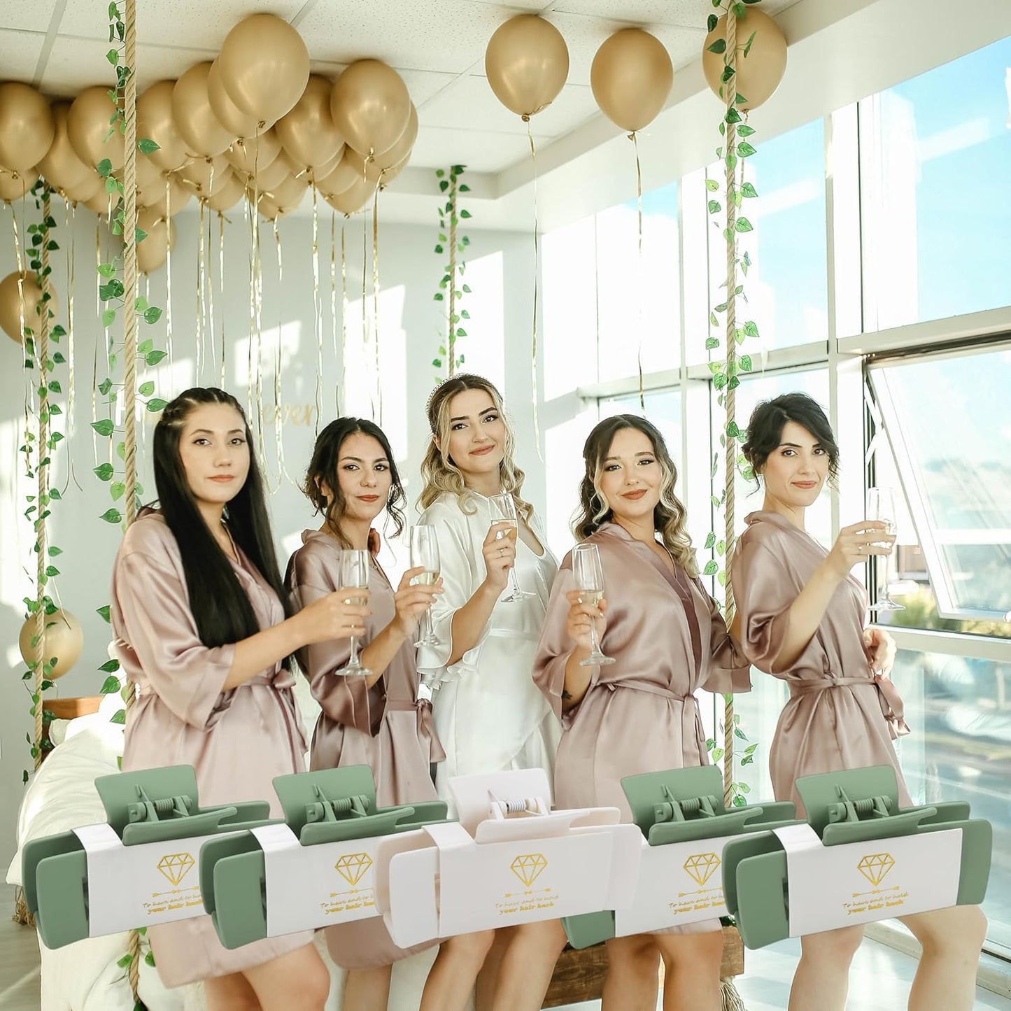 24pcs Bridesmaid Proposal Gifts 4.1inch Bachelorette Matte hair Claw Clip Sunglasses set of 12 Girls Trendy Cute Hair Clips for Wedding Party Favors(Sage Green 24pcs)