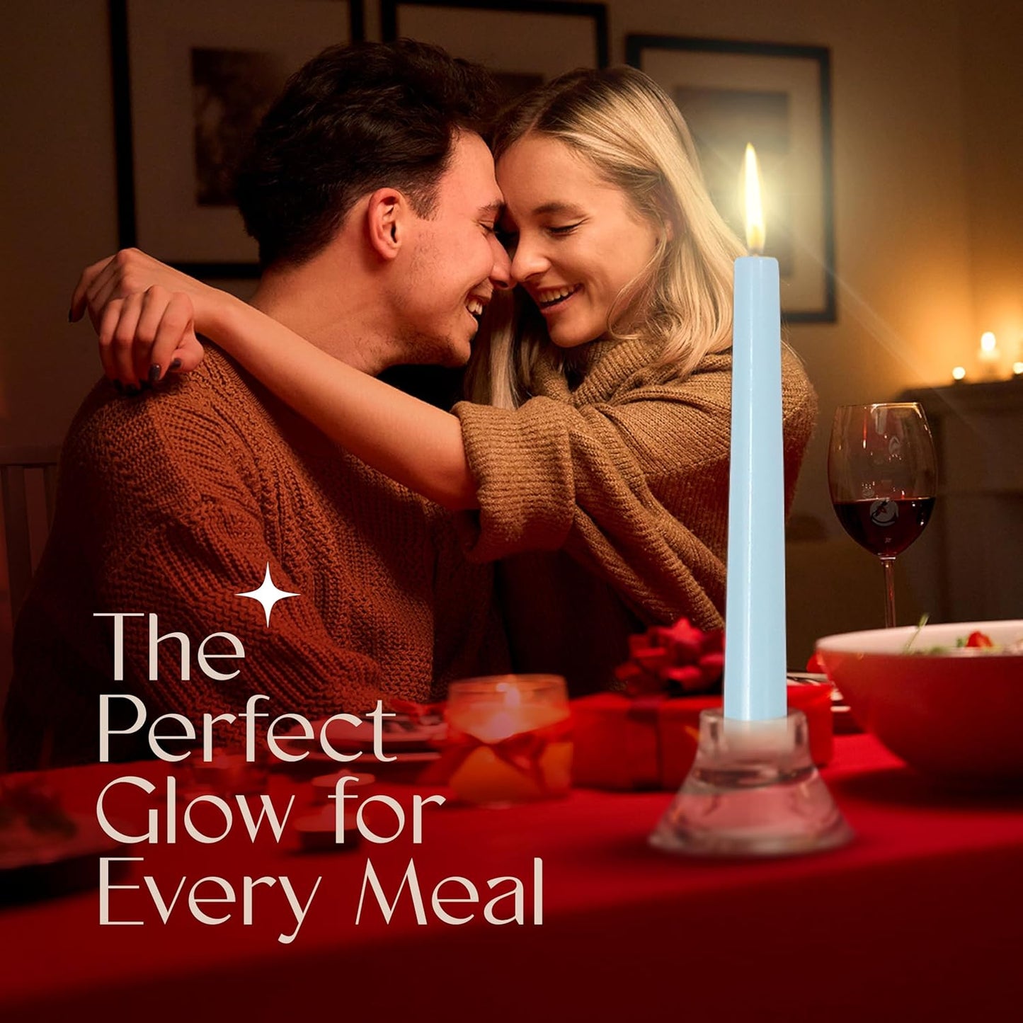 Leor & Lair Light Blue Taper Candles - 4 Pack 10" Light Blue Candlesticks - Unscented Candle Sticks for Winter Home Decor, Easter Dinner, Weddings, Restaurants & Events