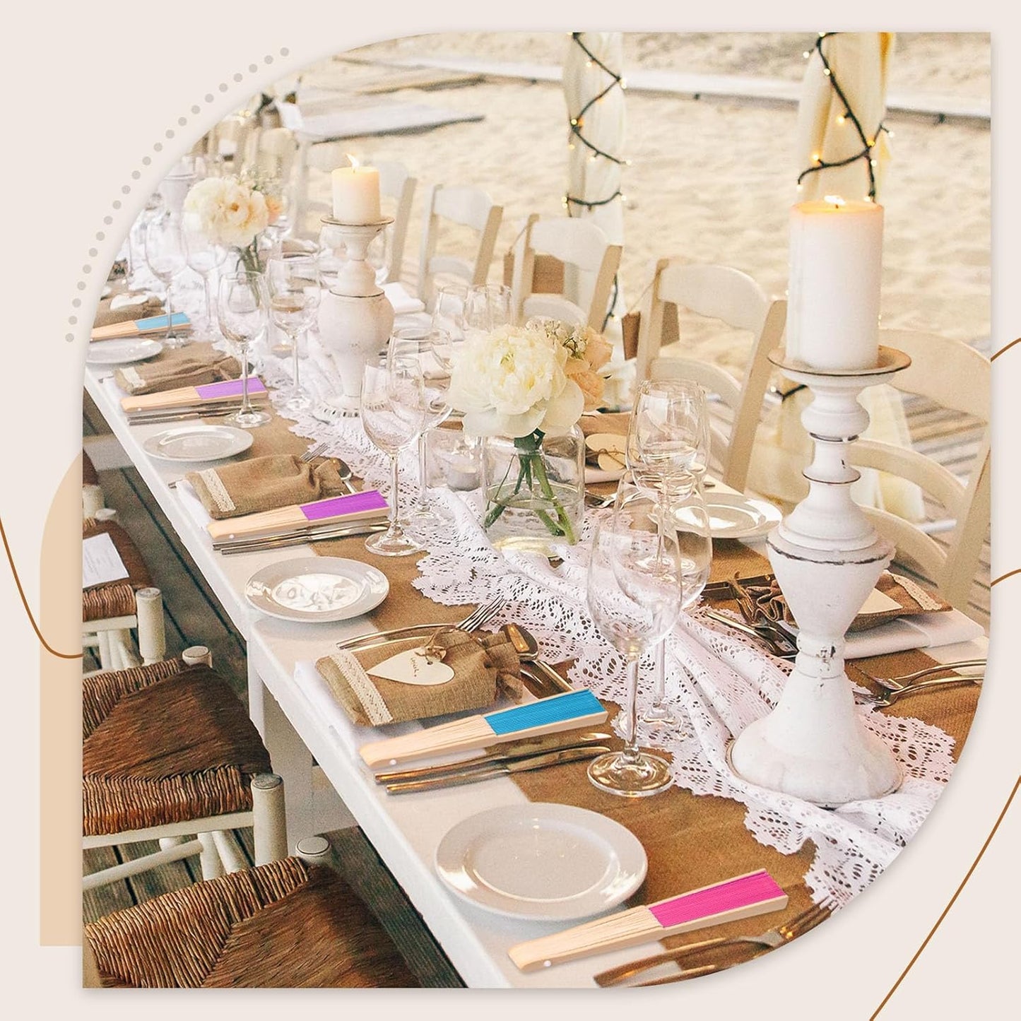 JOHOUSE 12 Packs Paper Folding Hand Fans, 8.3 Inch Multicolored Paper Fans Handheld Decorative Accessories for Wedding, Outdoor Rainbow Party Favors, Bridal Shower DIY Decoration Photography Props