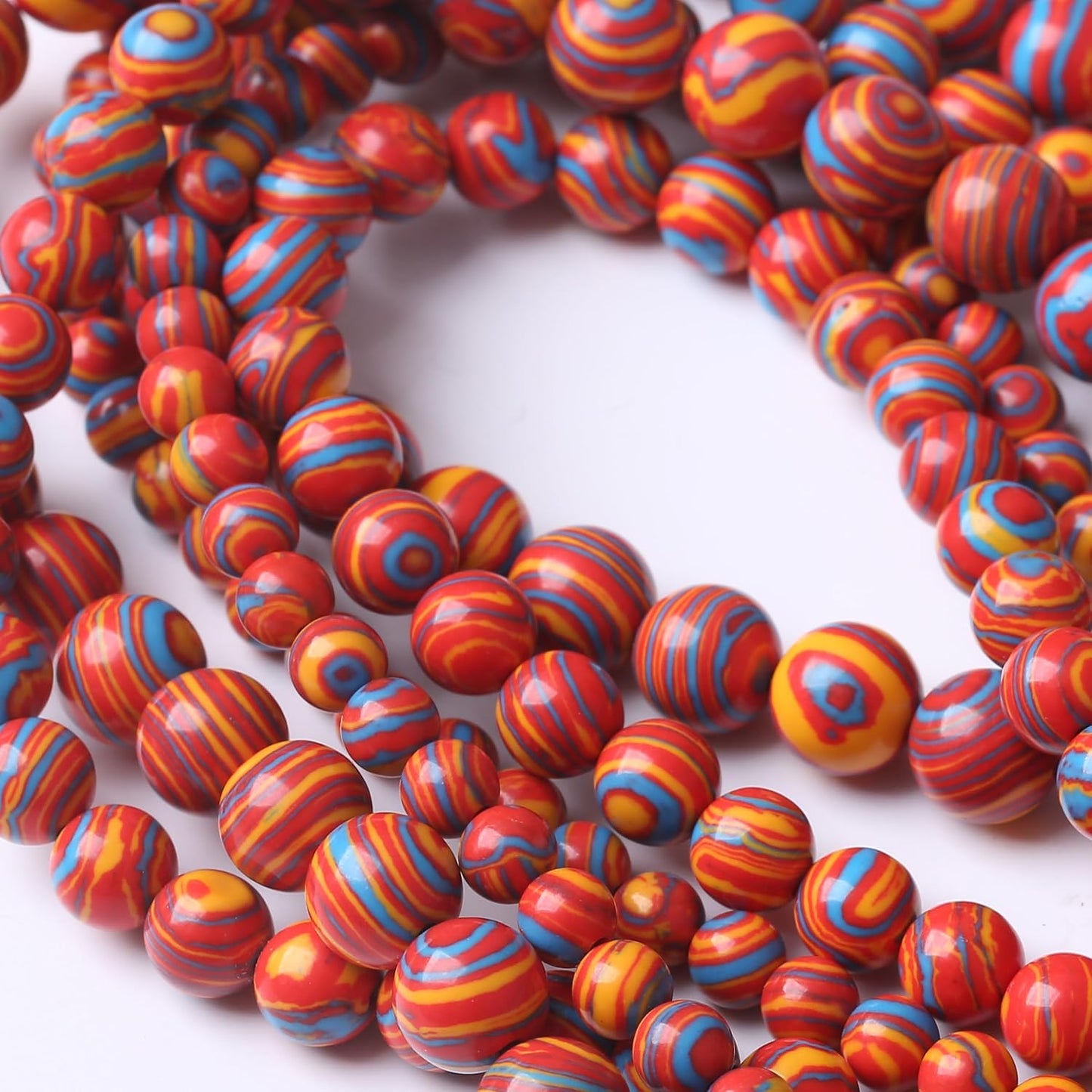 Red Yellow Blue Peacock Turquoise Stone Beads Gemstone Round Crystal Energy Jade Beads Stone Beads for Jewelry Making DIY Bracelet Necklace Jewelry Making 1 Strand 15.5inch 4MM