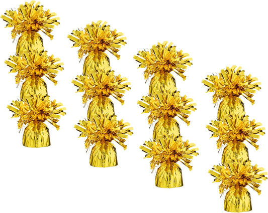 Gold Balloon Weights Bulk Pack of 72 Heavy Metallic Foil Balloon Anchor Weights for Helium Balloons, 4.8’’ Base for Balloon Bouquet Table Centerpieces & Balloon Cluster Floor Party Decorations