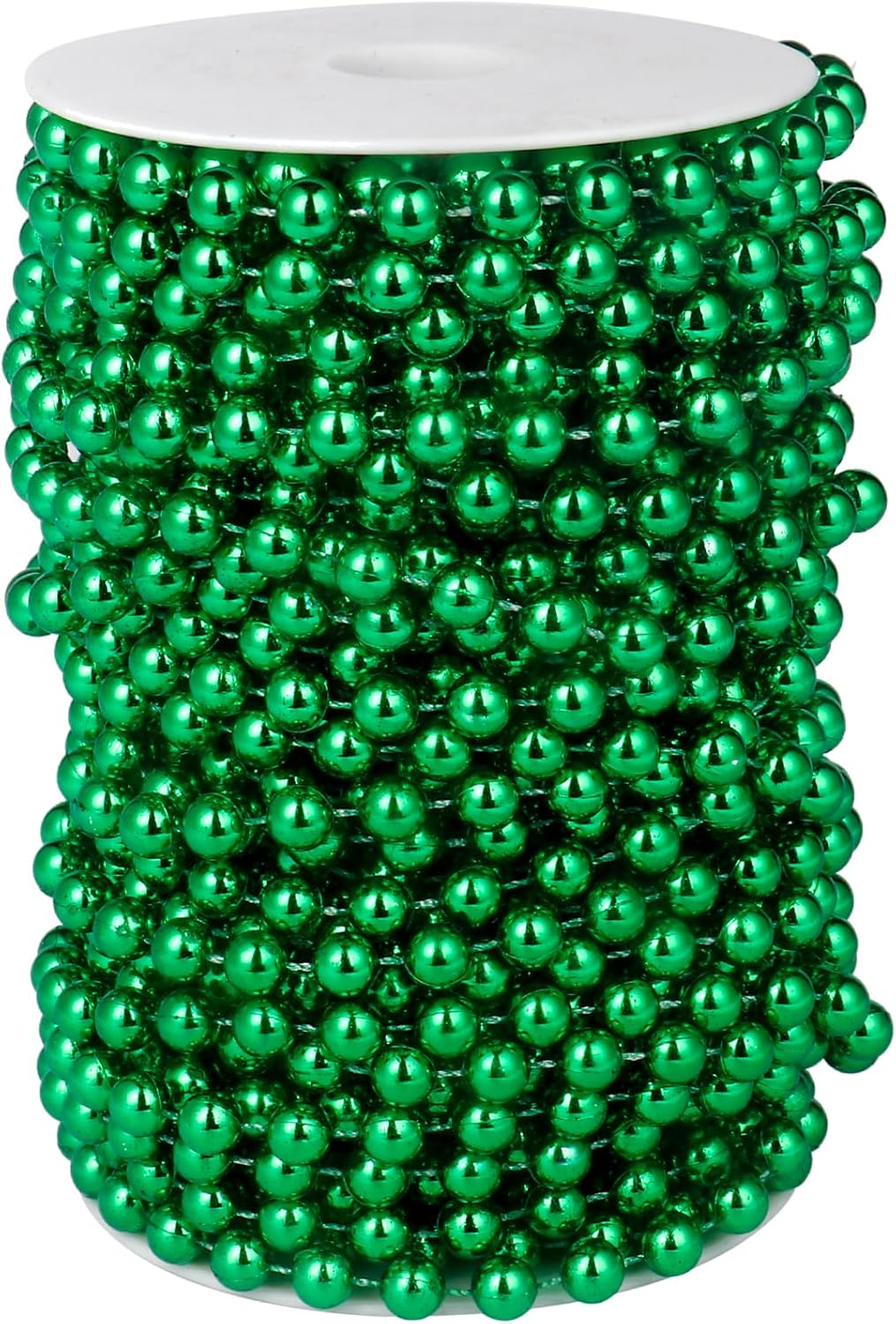[66 Feet] Green Pearl Beads Garland, 8MM 22 Yards Green Faux Pearl Beads String Roll Bulk for DIY Craft Christmas Tree Wedding Party Decoration