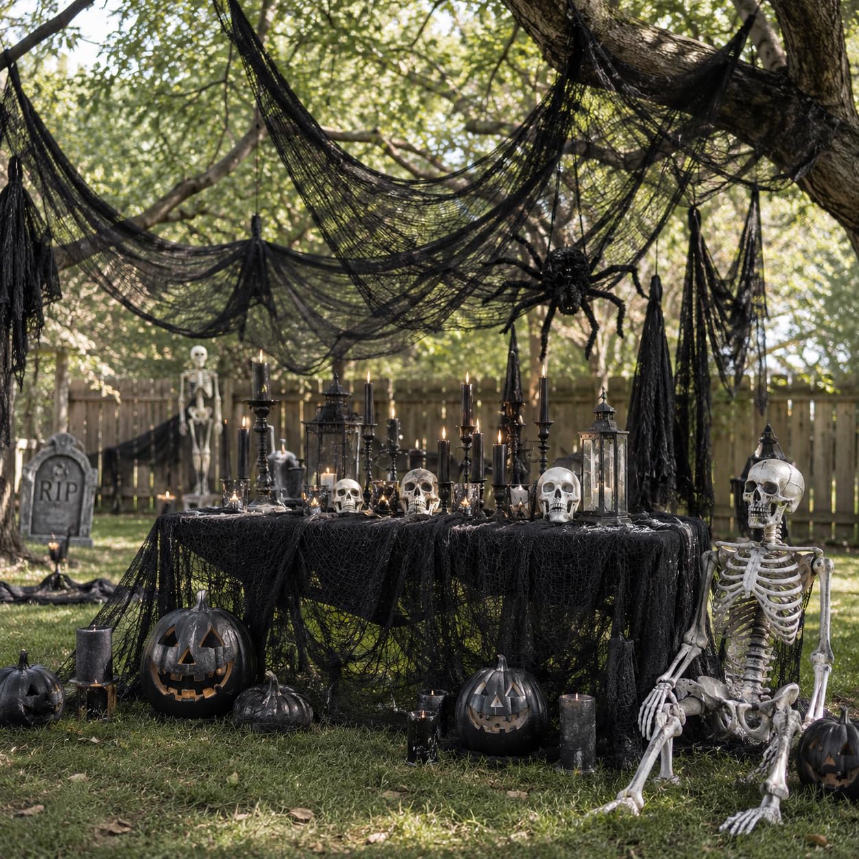 5 Pcs Black Halloween Gauze Creepy Cloth Fabric Tapestry Decor Decorations