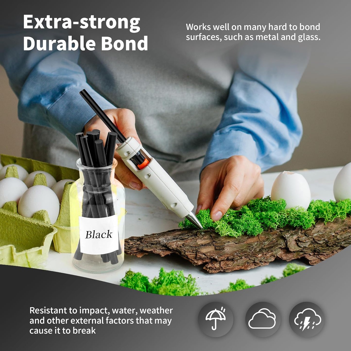 MATUFF Black Hot Glue Sticks Full Size 0.43??Dia x 8??Long, 20 pcs Hot melt Adhesive Glue Sticks, All-Purpose Glue Gun Sticks for DIY Black Crafting Arts and Wedding Cards, Stamp Sealing