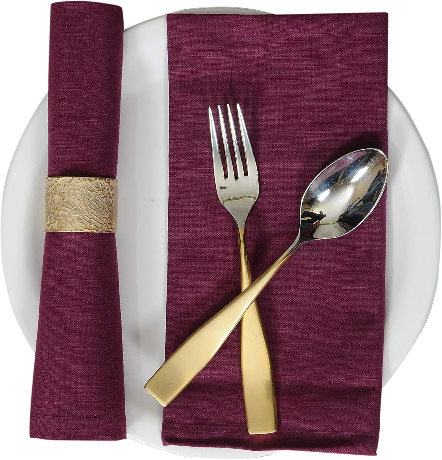Urban Villa Dinner Napkins Solid Purple Color Cloth Napkins (Set of 12) Oversized 20x20 Inches 100% Cotton Slub Premium Quality Soft Durable Mitered Corners Reusable Washable Everyday Use Napkins