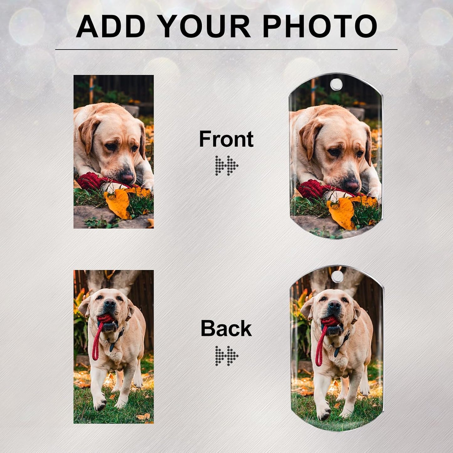 Funnylife Personalized Dog Memorial Photo Keychain Stainless Steel Custom Pet Memory Keychain Loss of Dog Sympathy Gifts