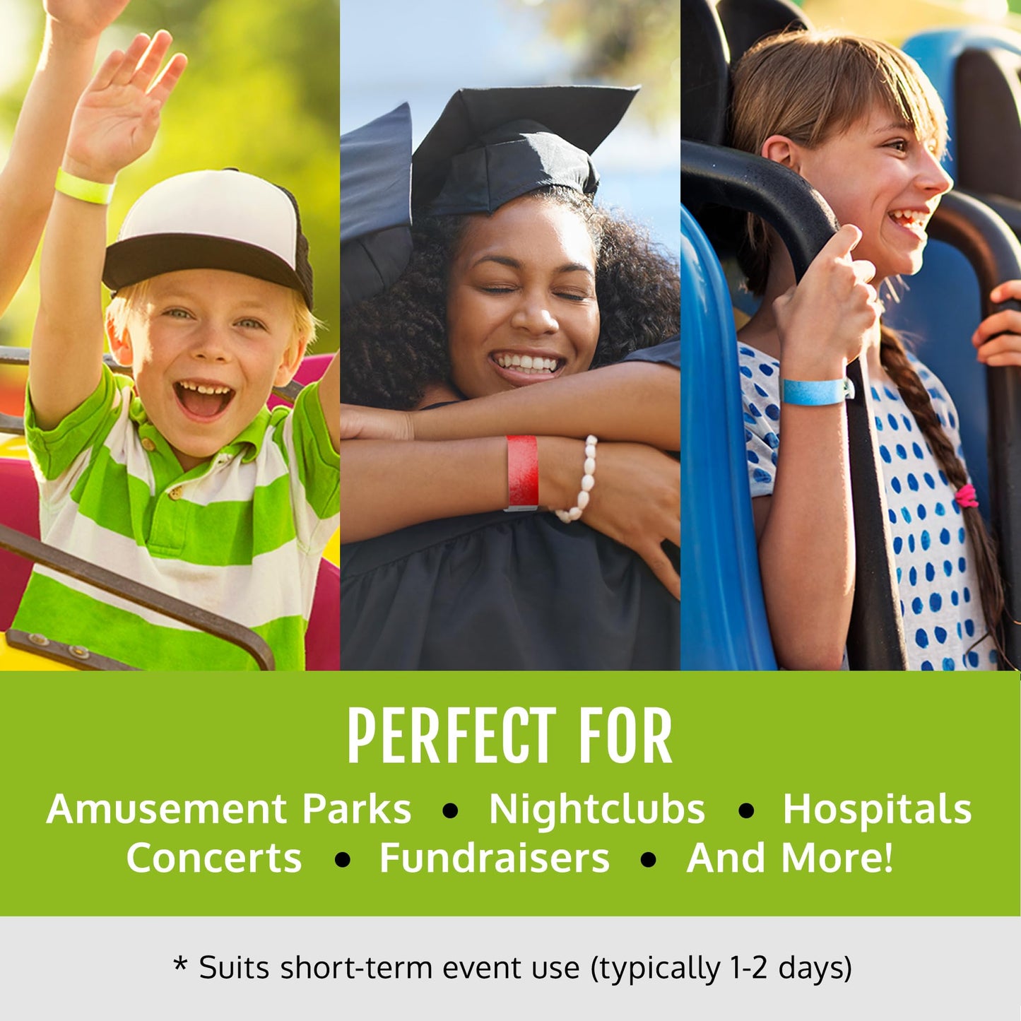 1,000 WristCo Neon Green Tyvek Wristbands for Events - Tamper-Proof Design