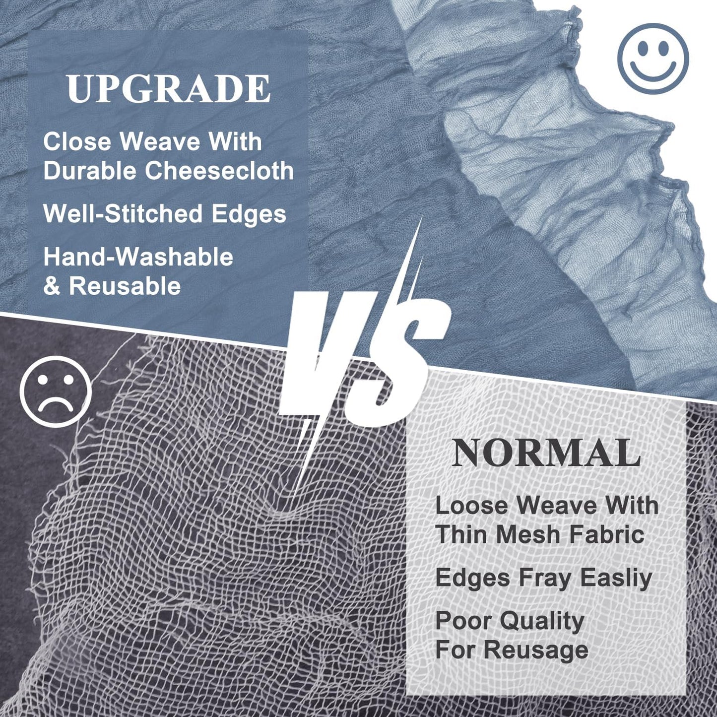 Asee'm Cheesecloth Table Runner 120 Inches Dusty Blue Boho Gauze Cheese Cloth Runner 10FT Rustic Sheer Dining Table Runners for Fall Thanksgiving Wedding Baby Shower Decoration