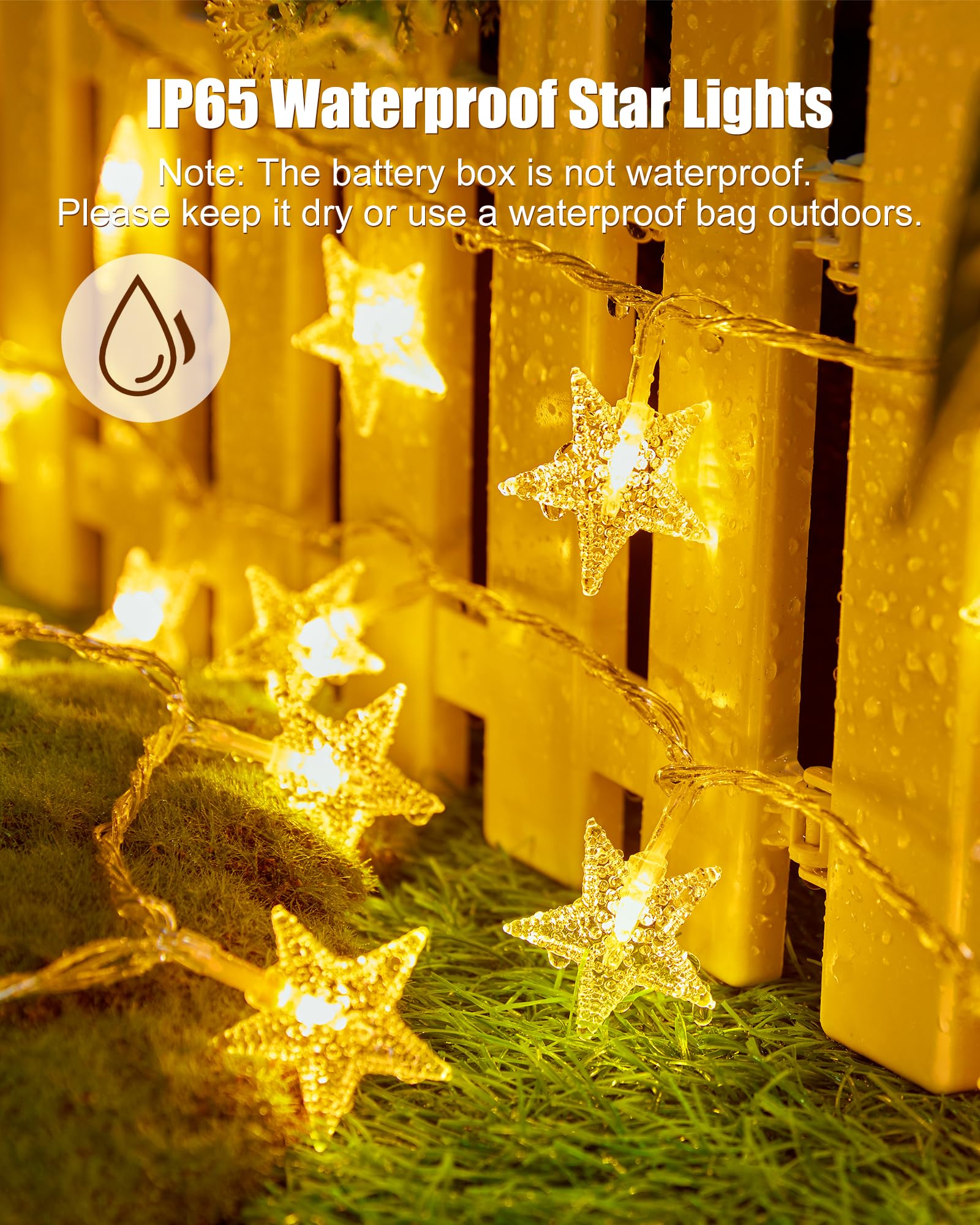 Minetom Star String Lights Battery Operated - 17 ft 50 LED Star Fairy String Lights with Timer