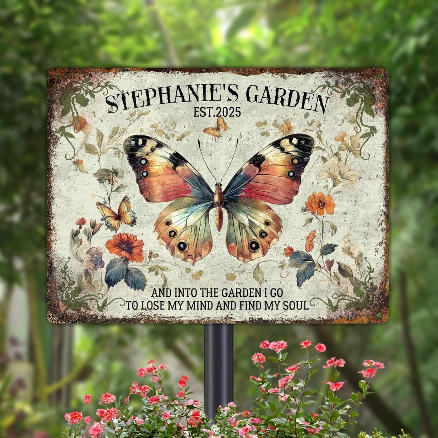 Custom Sign, Personalized Metal Signs, Customize for Office, Business, Workplace, Office, Home, Delivery Signs, Metal Sign With Your Own Image, Text,Photo, Pets, Kids Art Made in USA (Garden 03)