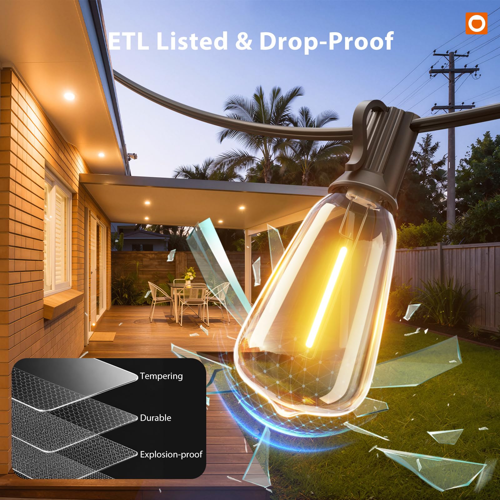 addlon 200(50FT*4) Outdoor String Lights with Remote LED Edison Waterproof