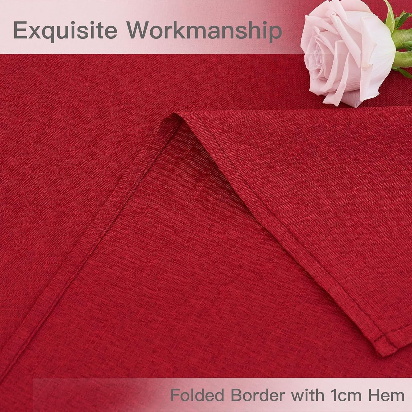 maxmill Linen Texture Tablecloth Stain Resistant Waterproof Wrinkle Free Spillproof Washable Slubby Texture Christmas Table Cloth for Dining Room, Holiday Party Dinner, Rectangle 60 x 140 Inch, Red