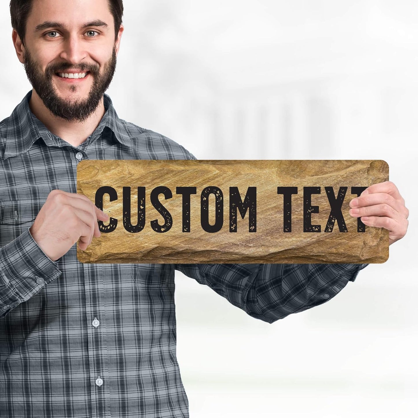 Custom Sign, Custom Street Sign, 11 Font Colors, 13 Font Styles, 4 Hole Options, 22 Sizes, 6x18 Inches, Rust Free DiBound, Fade Resistant, Made in USA by My Sign Center (Stone)