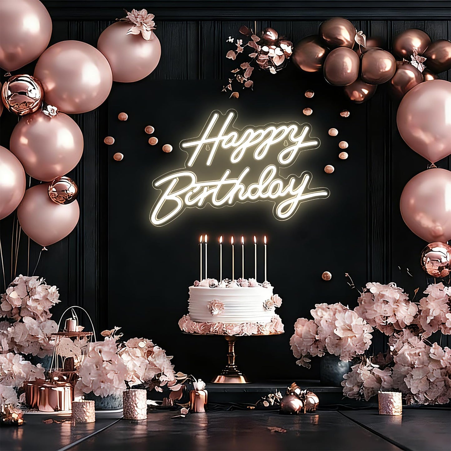 Happy Birthday Neon Sign for Wall Decor, LED Happy Birthday Light Up Sign, Dimmable LED Birthday