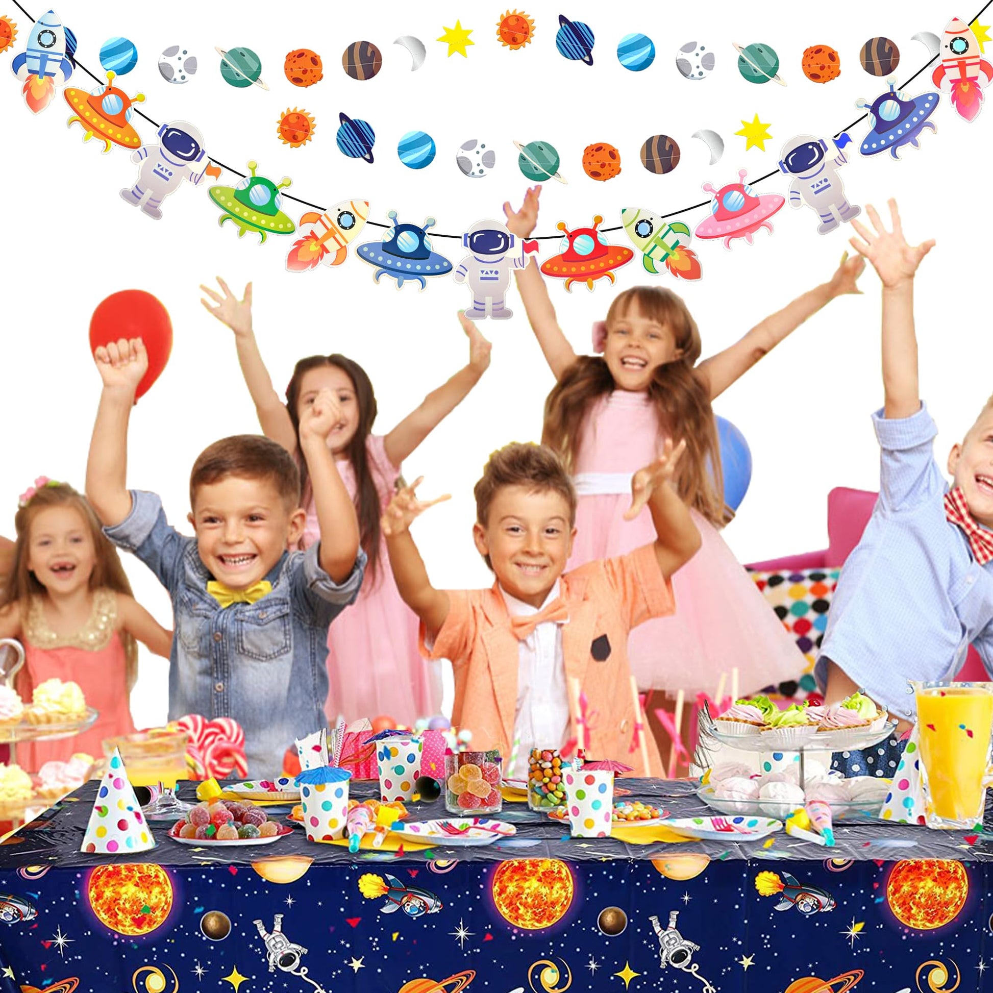 Outer Space Party Decorations - Space Theme Supplies with Happy Birthday Banner Solar System