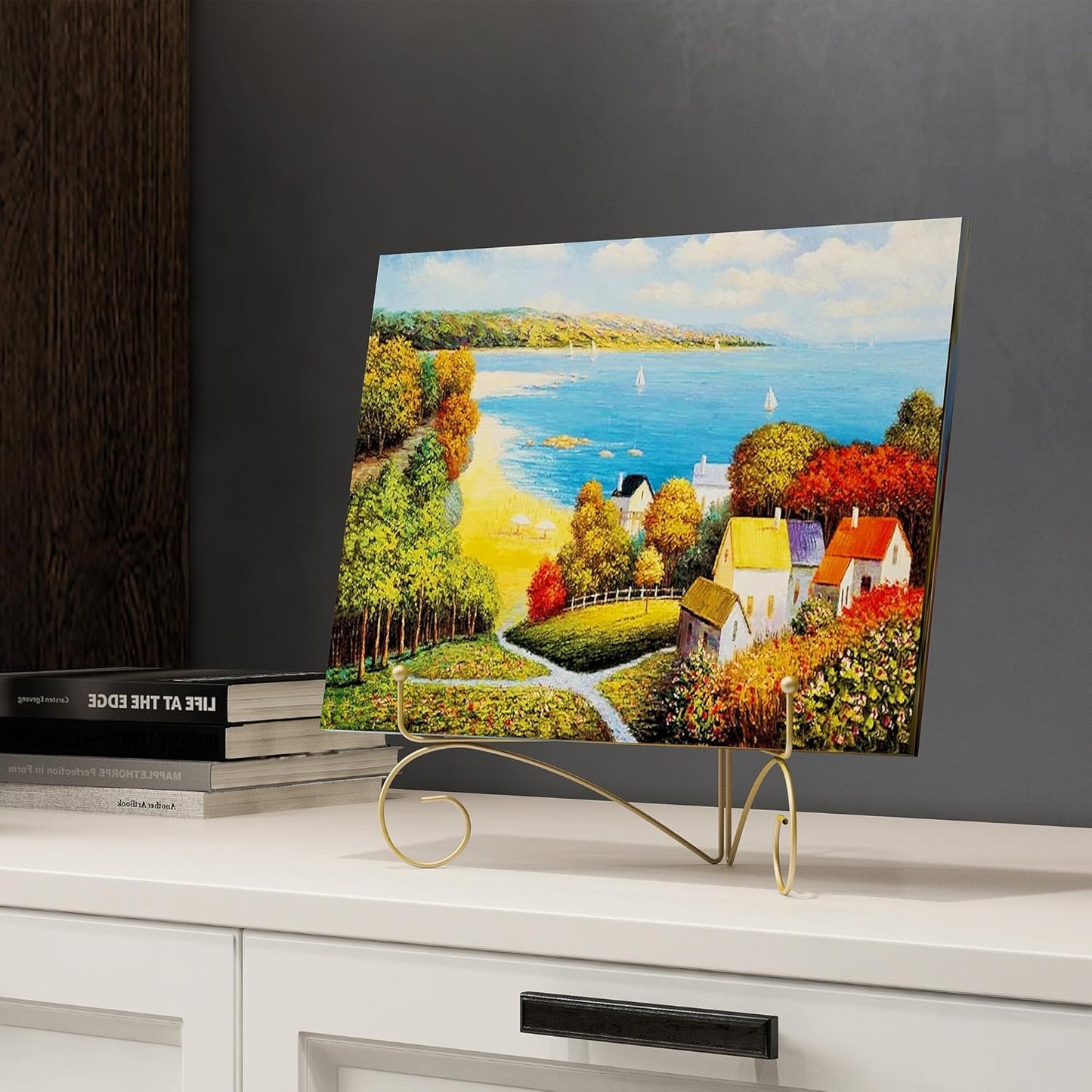 Iron Plate Stand for Display with Folding Design, Picture Stands for Tables, 12 Inch Large Easels for Displaying for Book, Art Piece, Photo and Platter, 12?™â€?Gold