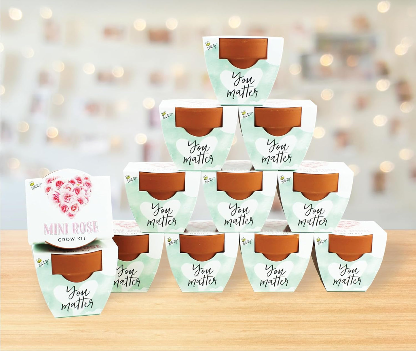 BUZZY Seeds Love Collection Mini Rose Terracotta Grow Pots, 12-Pack Gardening Kit Ideal for Wedding Favors, Baby Shower Prizes, Valentine’s