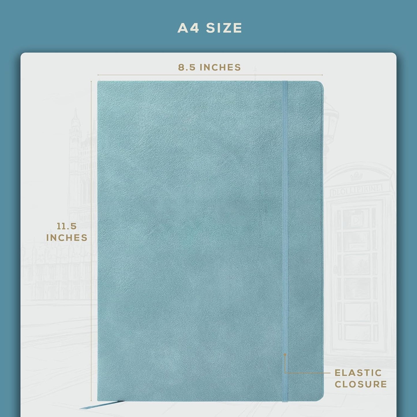 BEECHMORE BOOKS A4 Sketchbook ??8.5x11 Premium Vegan Leather Bound Large Sketch Book Hardcover With 156 Thick 160gsm Perforated Ivory Pages, Blank Sketch Pad, Gift Boxed, Back Pocket, Ribbon Bookmark