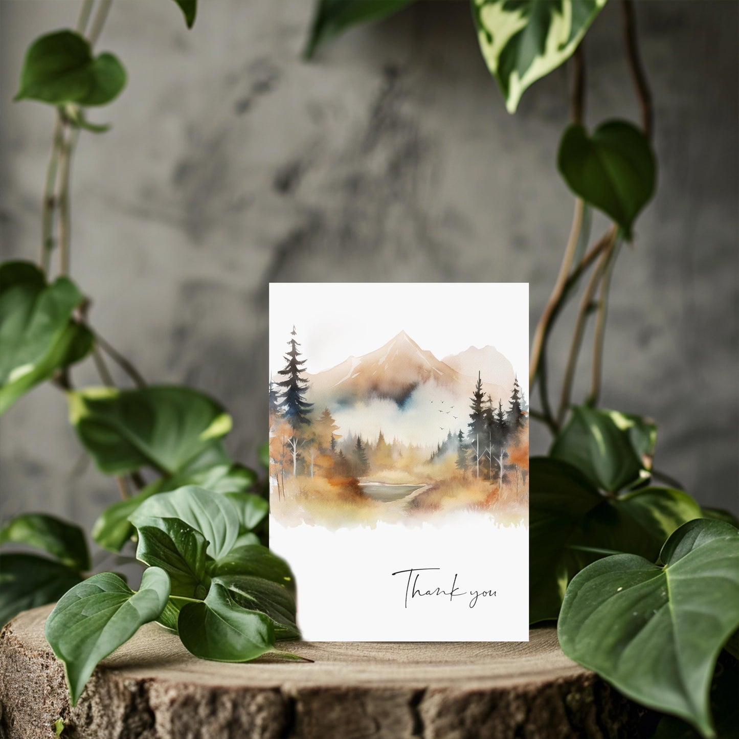 Thank You Cards Set of 20,4x6 Inches Watercolor Nature Forest Thank You Cards with Envelopes