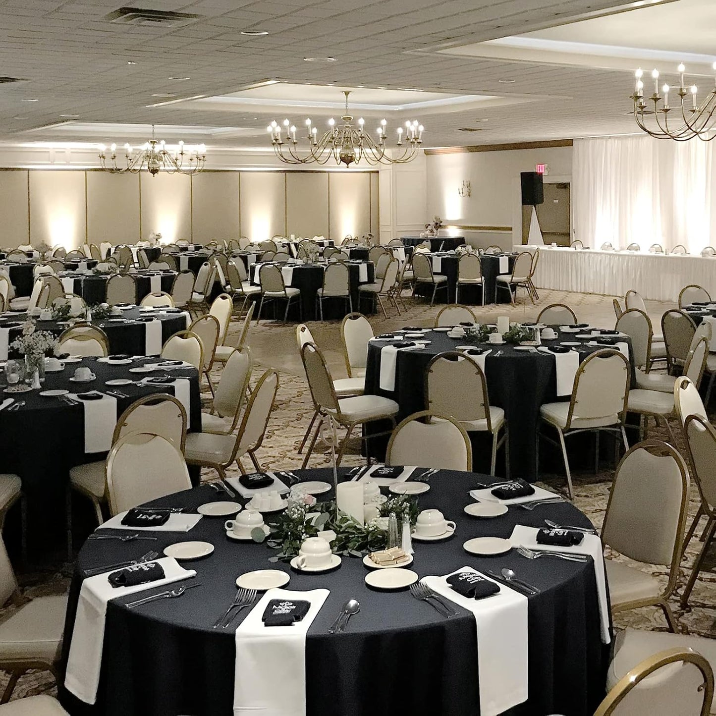 fani 12 Pack 90 Inch Round Tablecloth, Black Polyester Fabric Table Cloth for Round Table, Washable Table Cover for Wedding Party Dining Table Buffet Banquet Restaurant and Camping