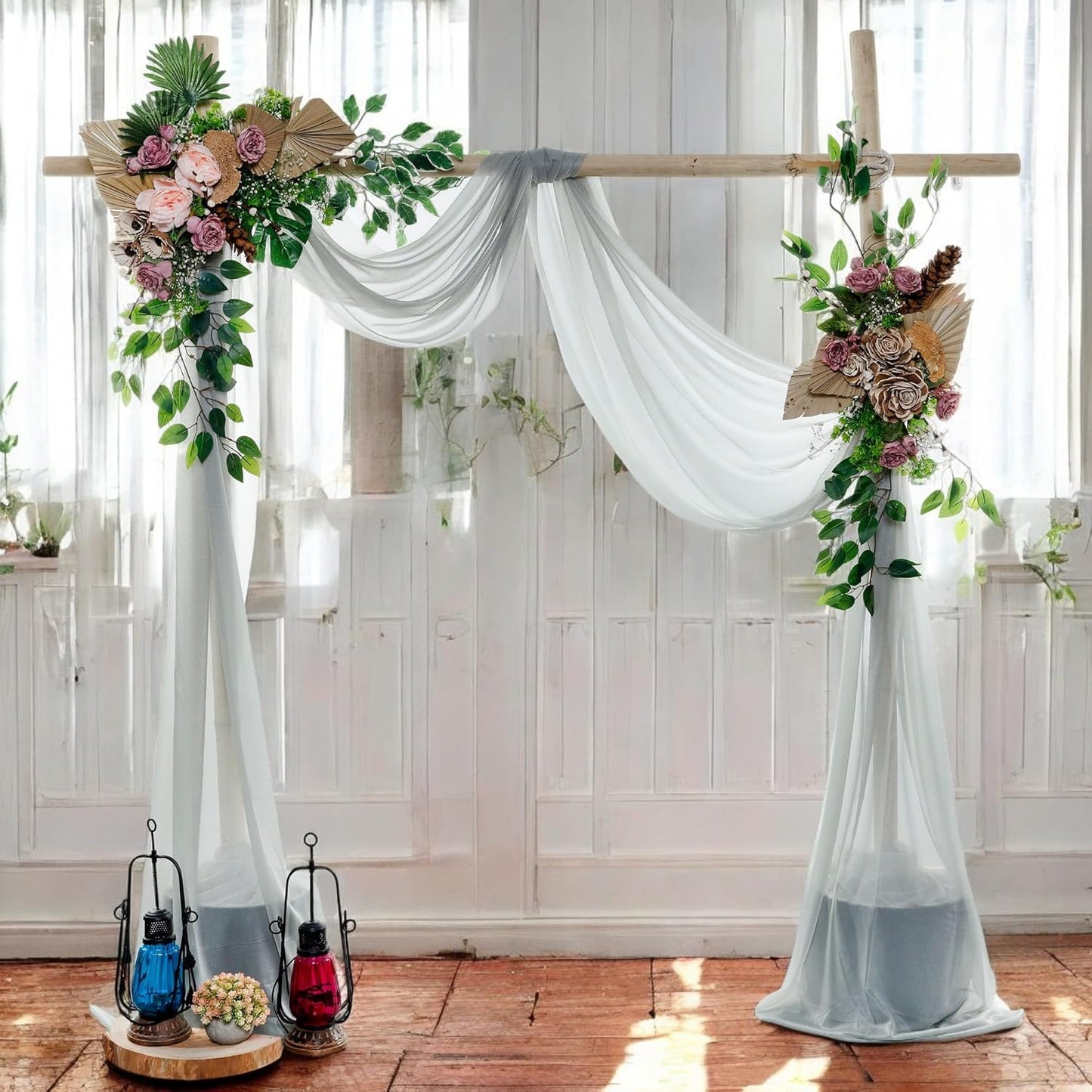 MDS Halloween Chiffon Draping Fabric - 1 Panel, 30" Wide x 50ft Long - Sheer Spooky Arbor & Canopy Drapery for Haunted House Backdrops, Party Ceilings, DIY Costumes & Themed Events - Gray