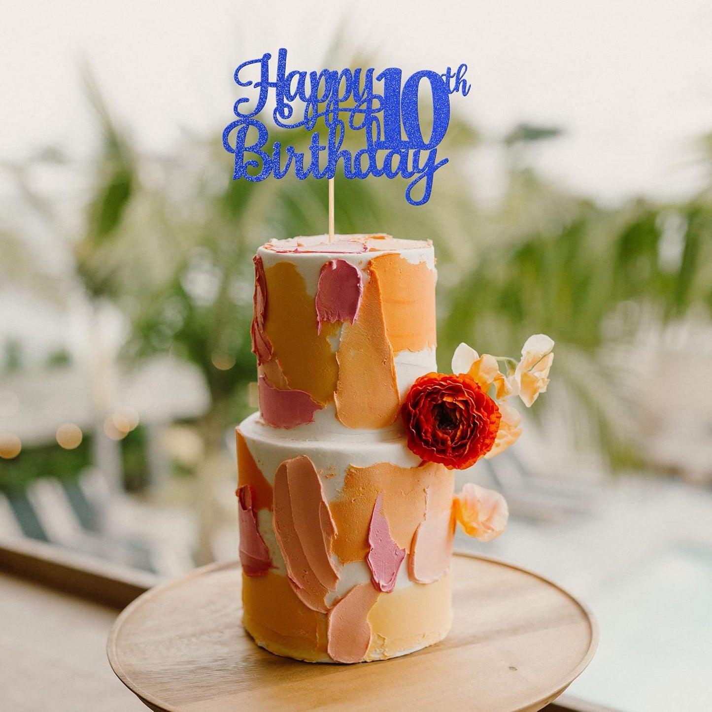 1 PCS Happy 10th Birthday Cake Topper Glitter Cheers to 10 Years Birthday Cake Pick 10 Fabulous Double Digits Cake Decoration for Happy 10th Birthday Theme Party Decorations Supplies Blue