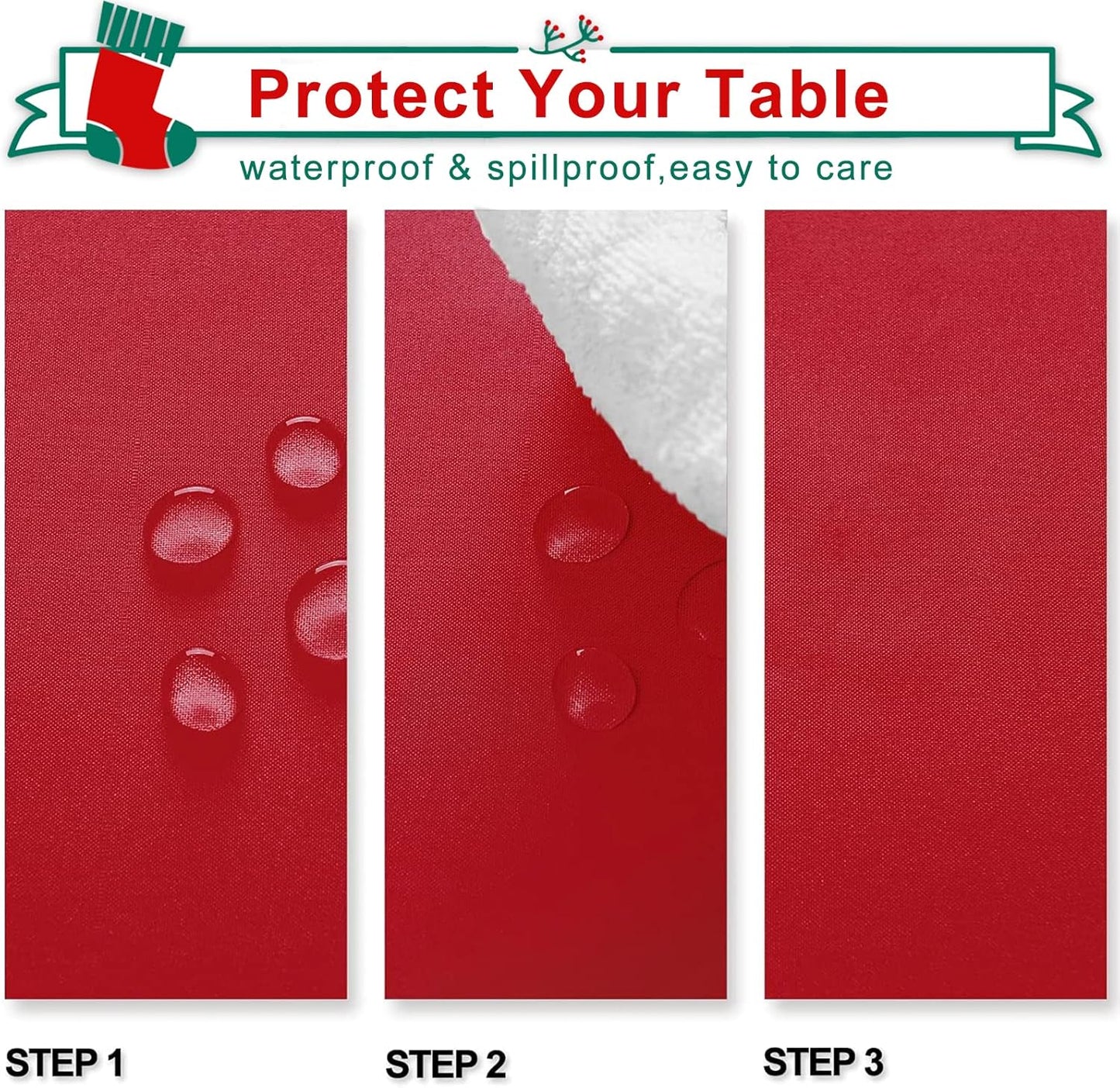 Hiasan 2 Pieces Red Tablecloth Rectangle - Wateproof and Spillproof Kitchen Christmas Washable Polyester Table Cloth for Dining Room, 54 x 80 Inch