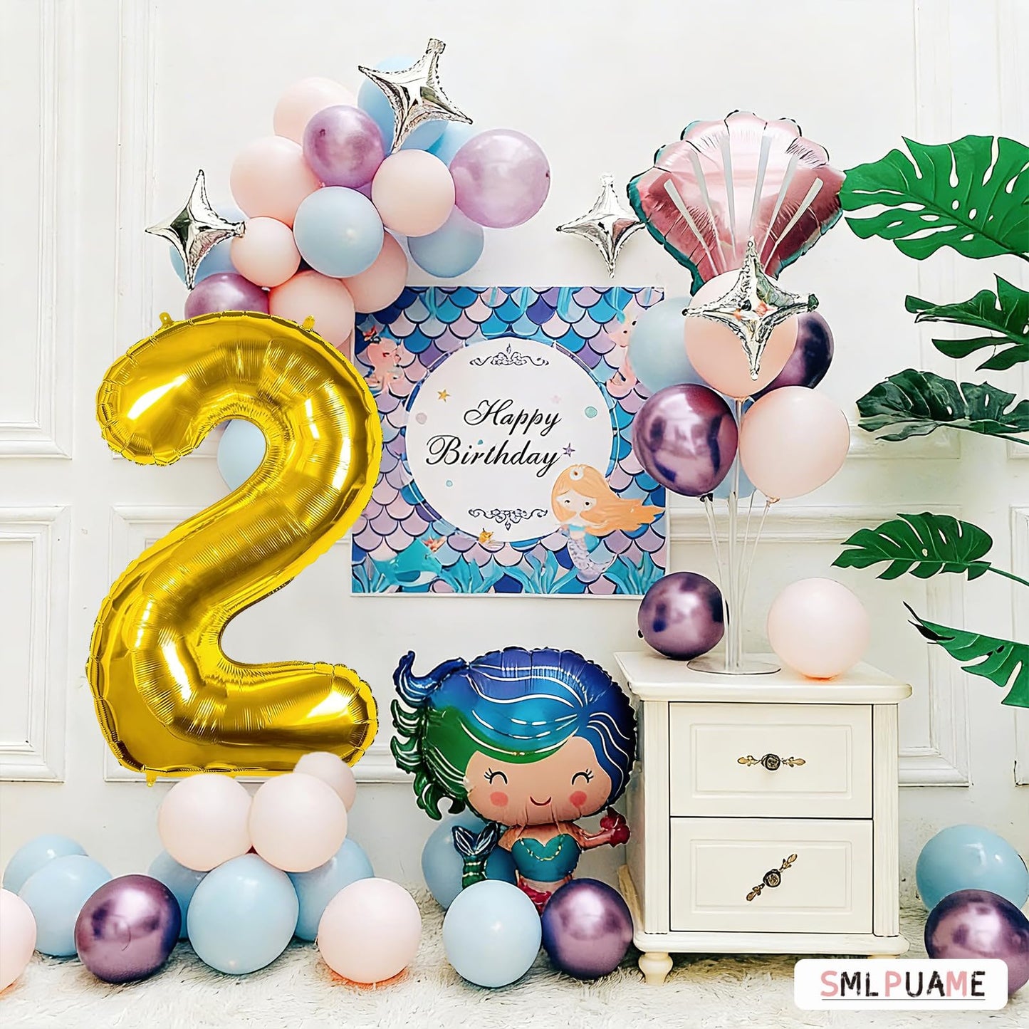 Smlpuame 40 Inch Gold Number 2 Balloon, 2nd Birthday Decoration Boys Girls
