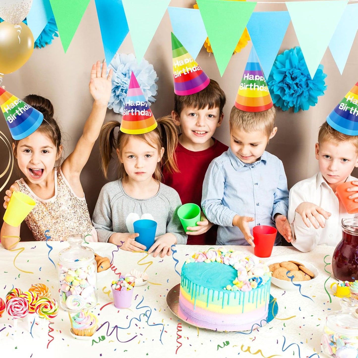 CANREVEL Party Hats for Kids and Adults, Party Headwear, Happy Birthday Hats, Birthday Party Decorations