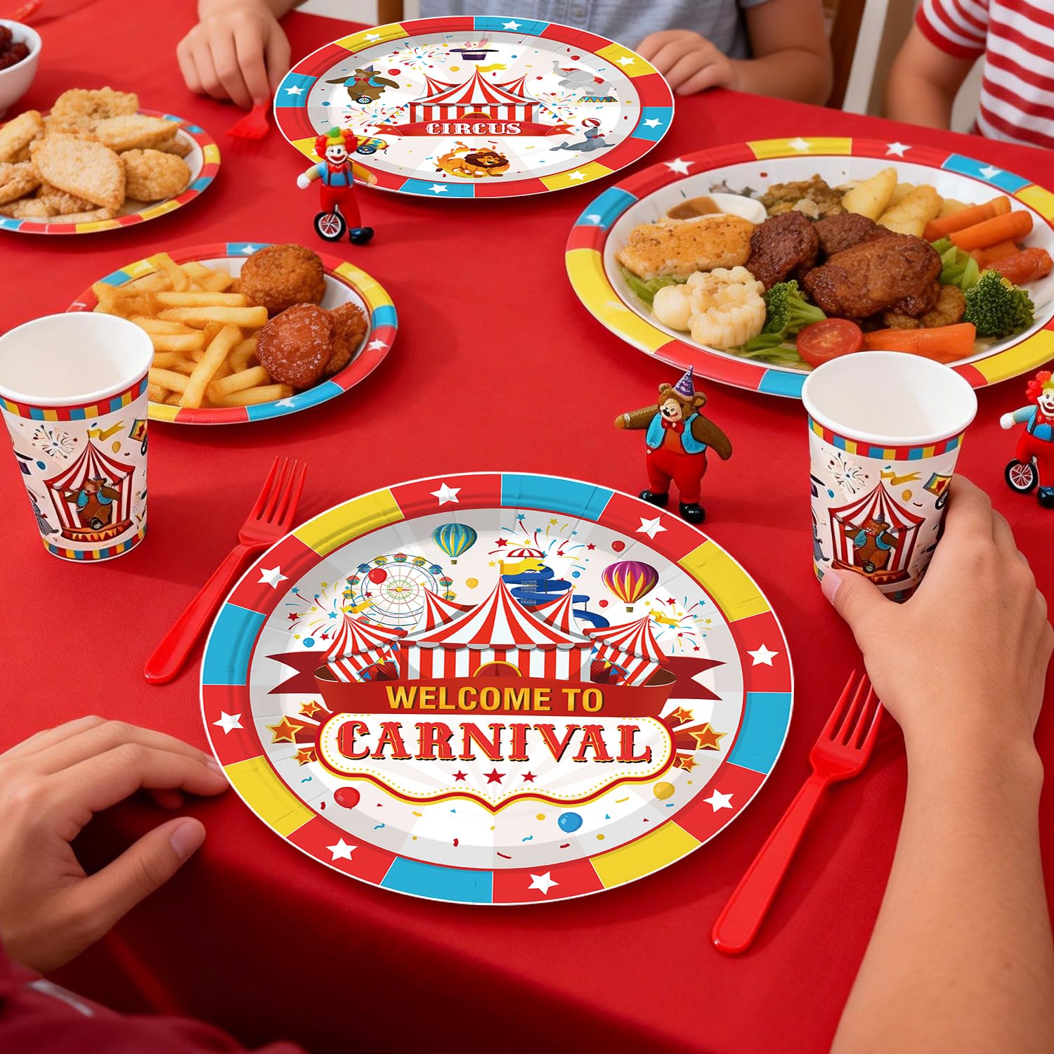 Cocomigo 302PCS Carnival Theme Party Decorations Circus Party Set Serves 25