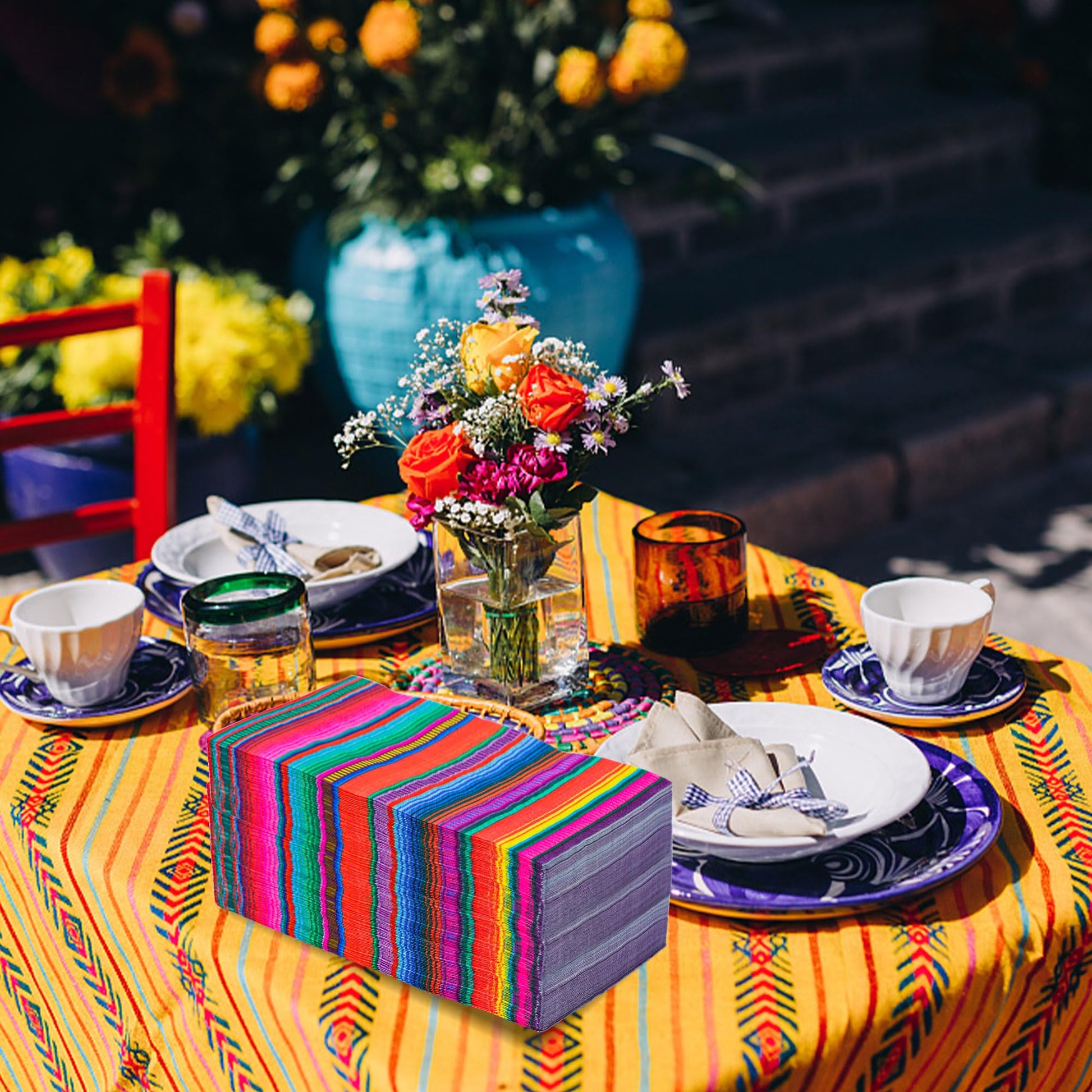 50 Pack Mexican Fiesta Guest Napkins Mexican Themed Colorful Disposable Dinner Napkins Mexico