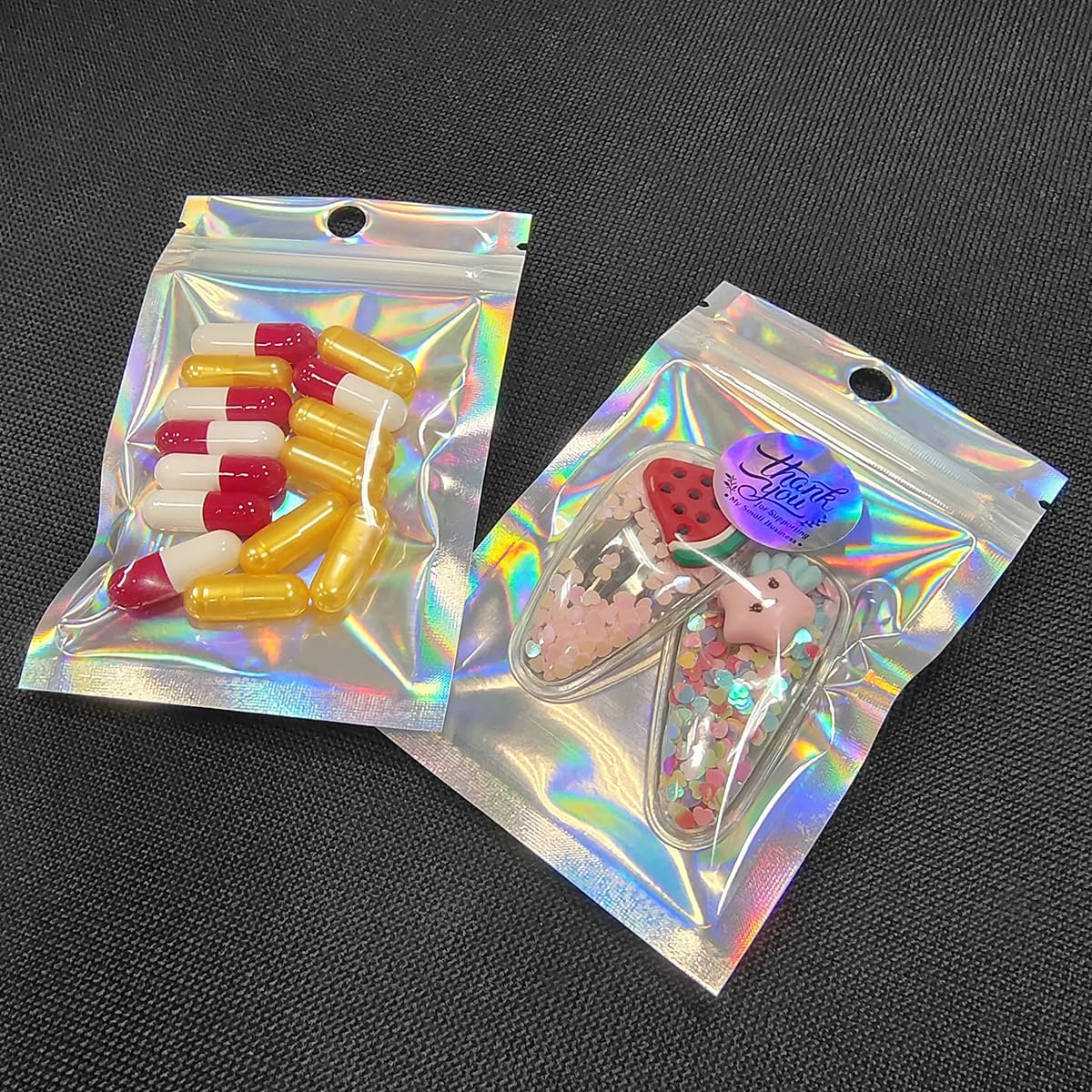 Smell Proof Bags & Resealable Foil Pouch Bag [100 PCS ] Great for Party Favor Food Storage Holographic Color 2.3 x 3 Inch
