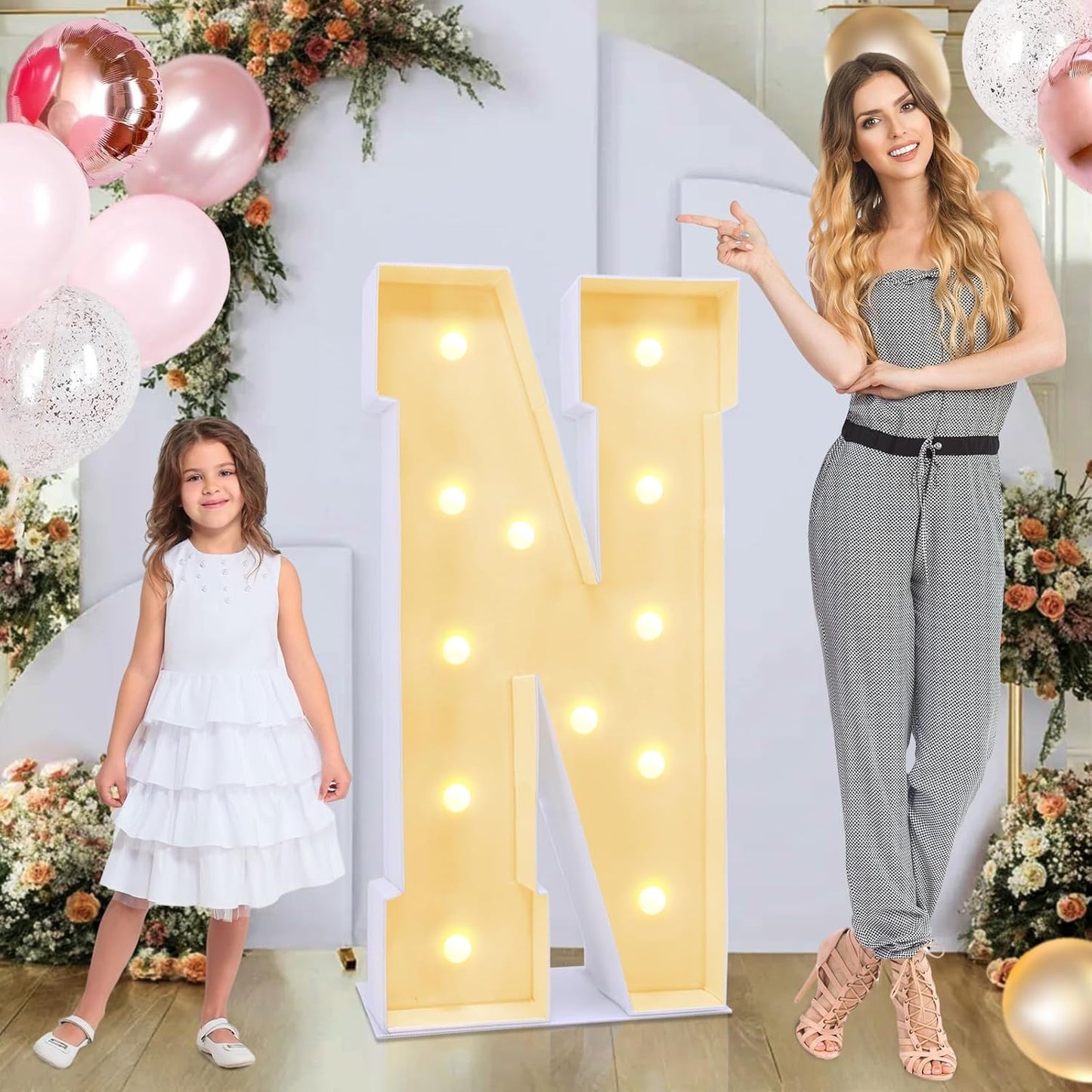 4ft Marquee for Letters N, Large Light up Letters, Multifunctional Large Marquee for Letters 4 Feet Tall for Party Decorations, Letter Balloons, Wedding Decor, Proposal Decorations (Letters N)