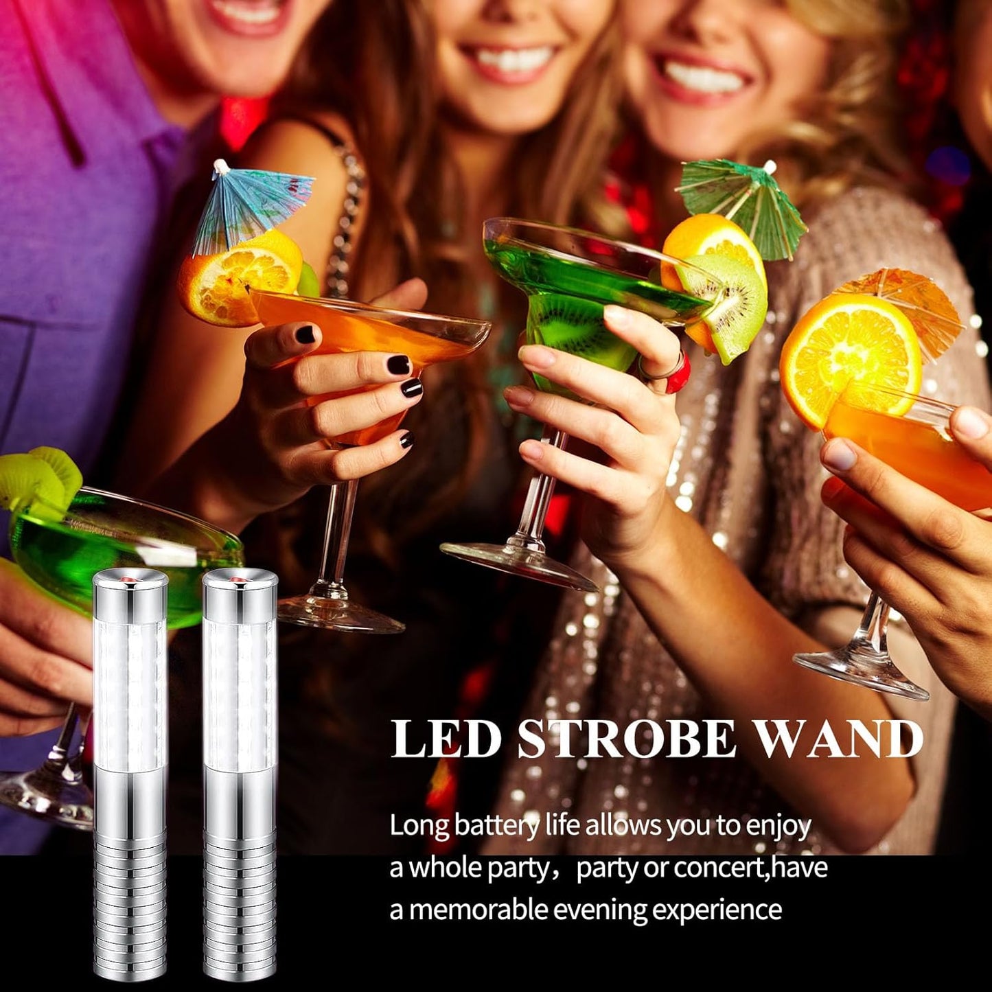 Strobe Baton Light,Stage Handheld Light,Champagne Bottle Sparklers, Recharge led Bottle Service Lights - for Bar Club Birthday Weddings Parties (Sliver 2 PC)