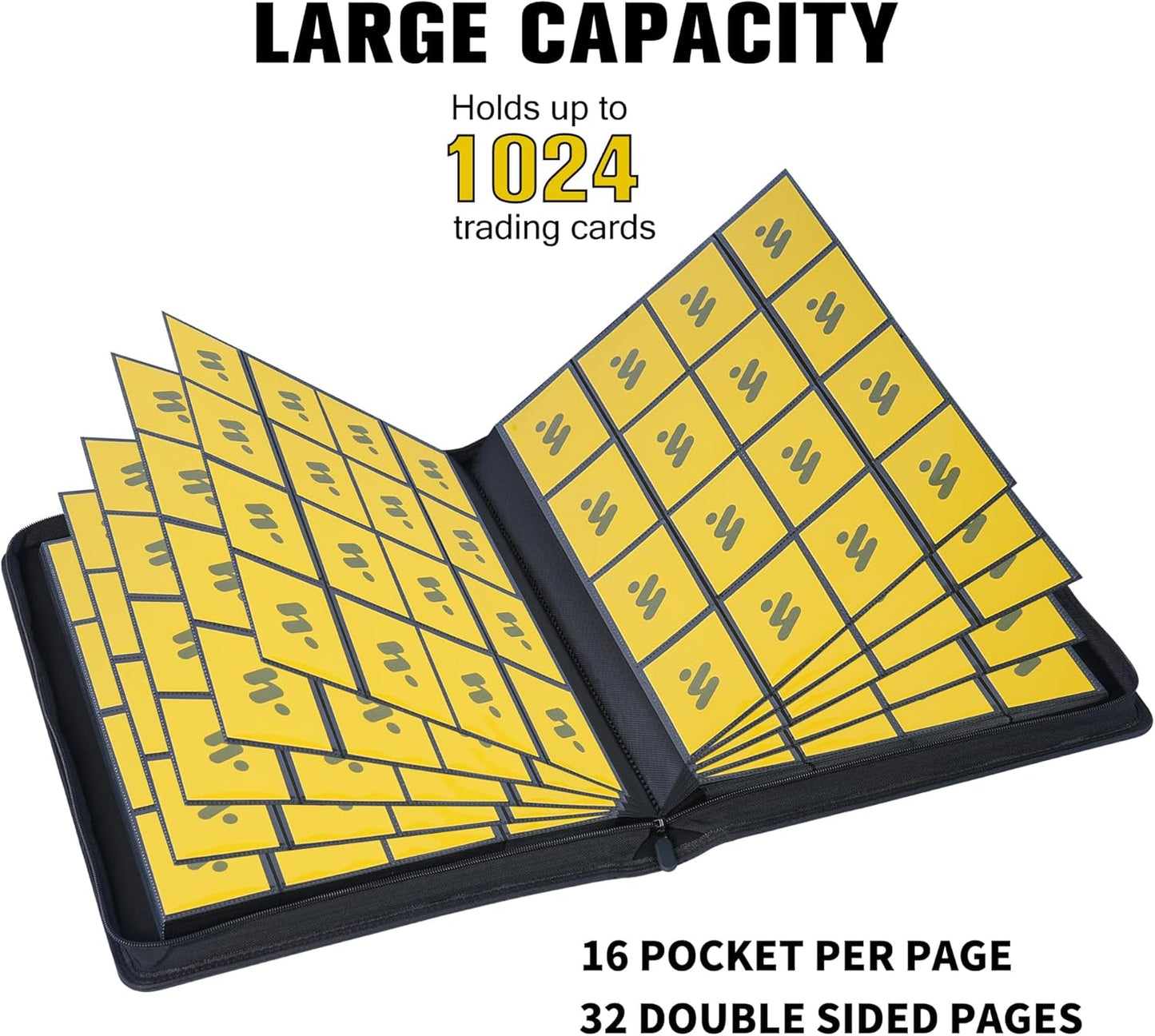 Premium 1000+ Pockets Card Binder,16 Pockets Trading Card Binder Ringless Side Loading Trading Card Album Folder for TCG -Blue