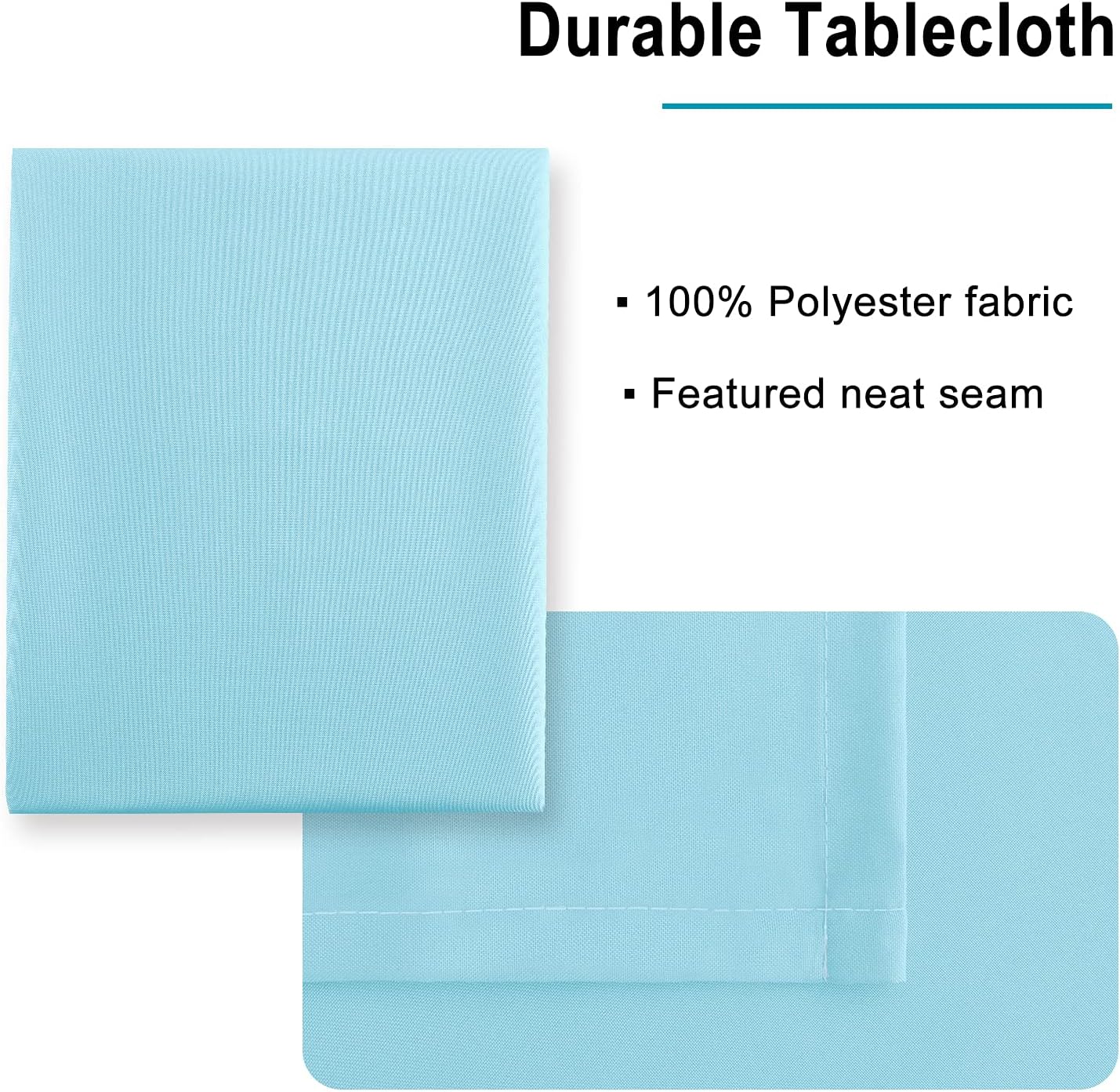 Hiasan Waterproof Tablecloth Rectangle - Washable Fabric Table Cloth for Dining Room Kitchen Birthday Party and Outdoor Use, Sky Blue, 30 x 60 Inch