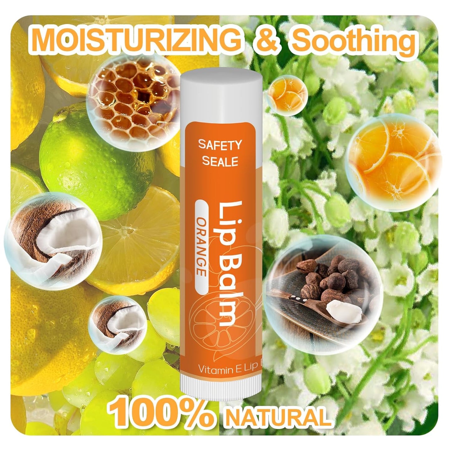 20 Pack Natural Lip Balm Bulk with Vitamin E and Coconut Oil Valentine's Day best choice - Moisturizing, Soothing, and Repairing Dry and Chapped Lips - 10 Flavors - Non-GMO