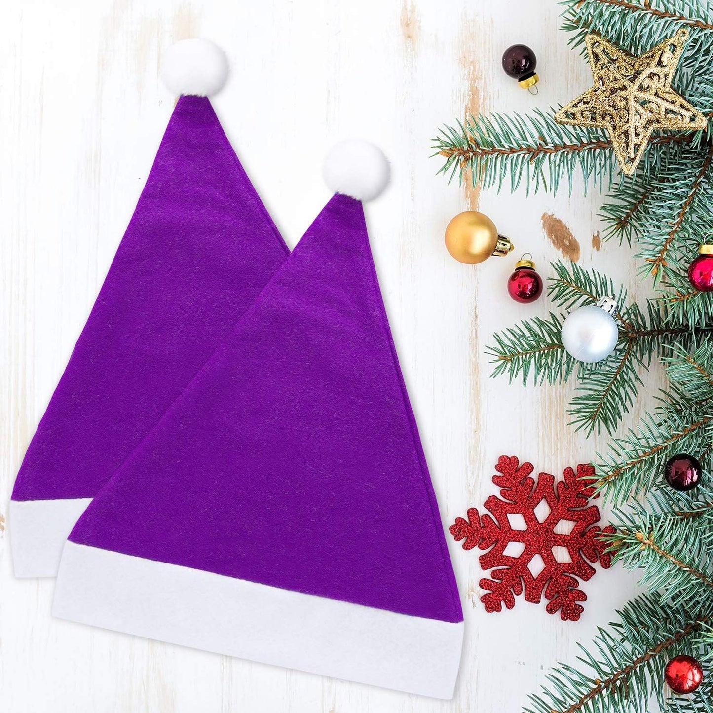 SATINIOR 12 Pieces Santa Hats Christmas Non Woven Fabric Hat for Holidays Xmas Party Supplies