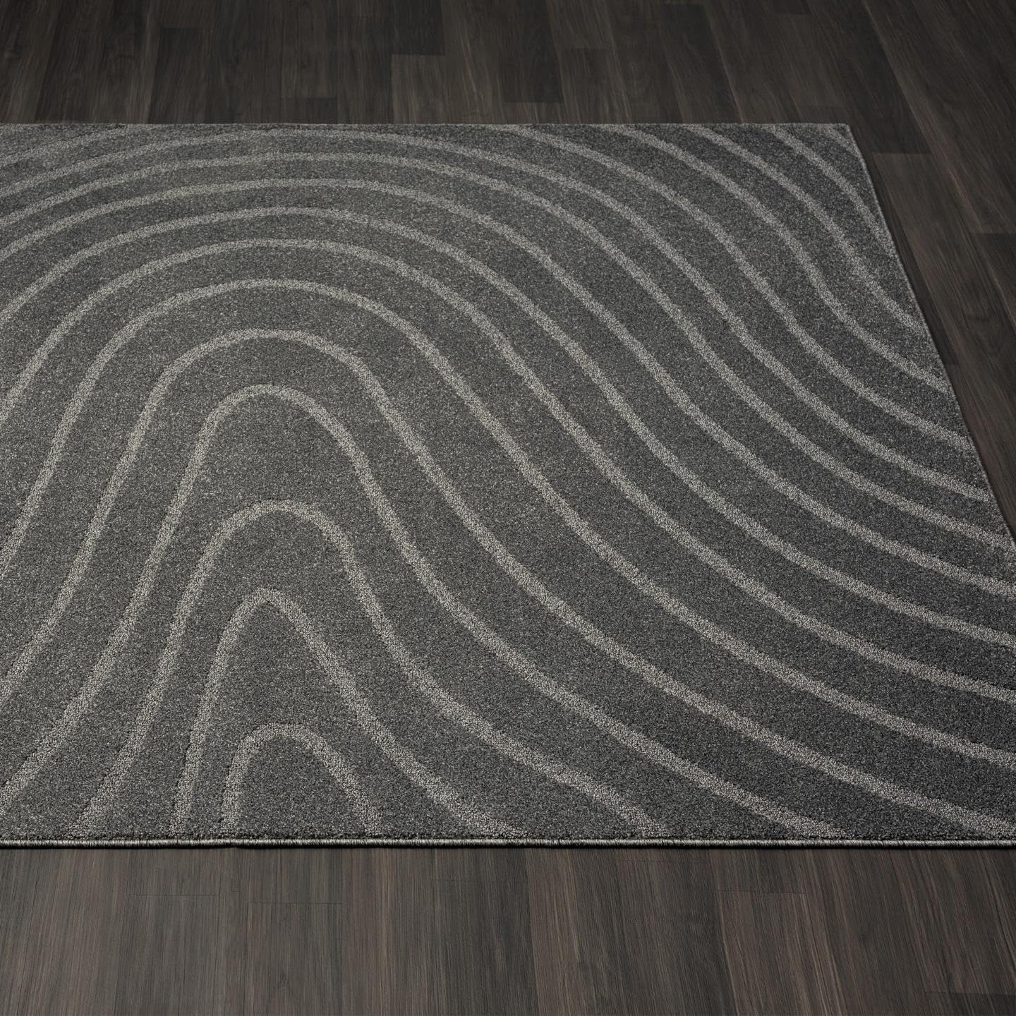 LUXE WEAVERS Modern Geometric Wave Anthracite 5x7 Area Rug